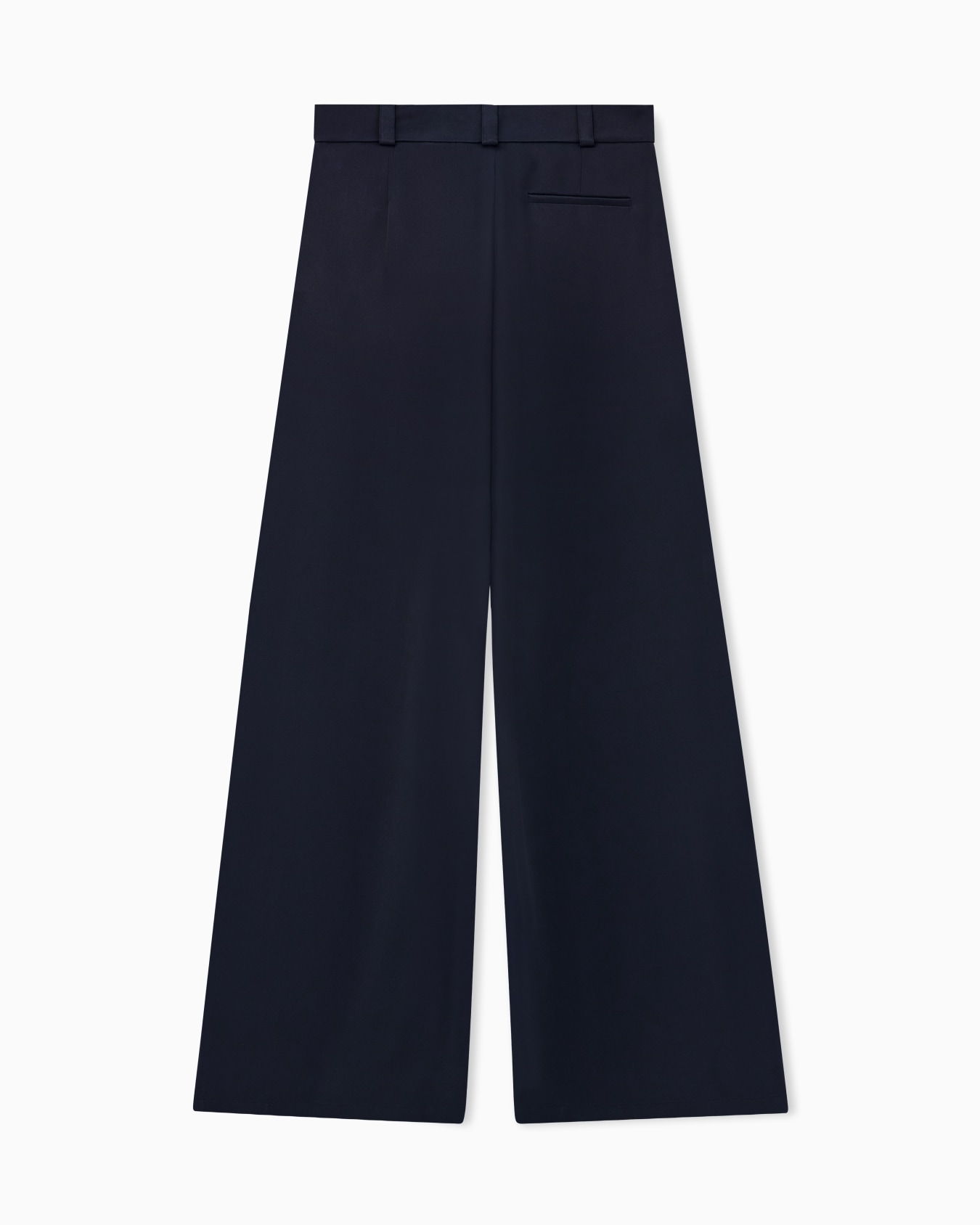 Flat front trousers in silk cady with a hidden side pleat Slide 1