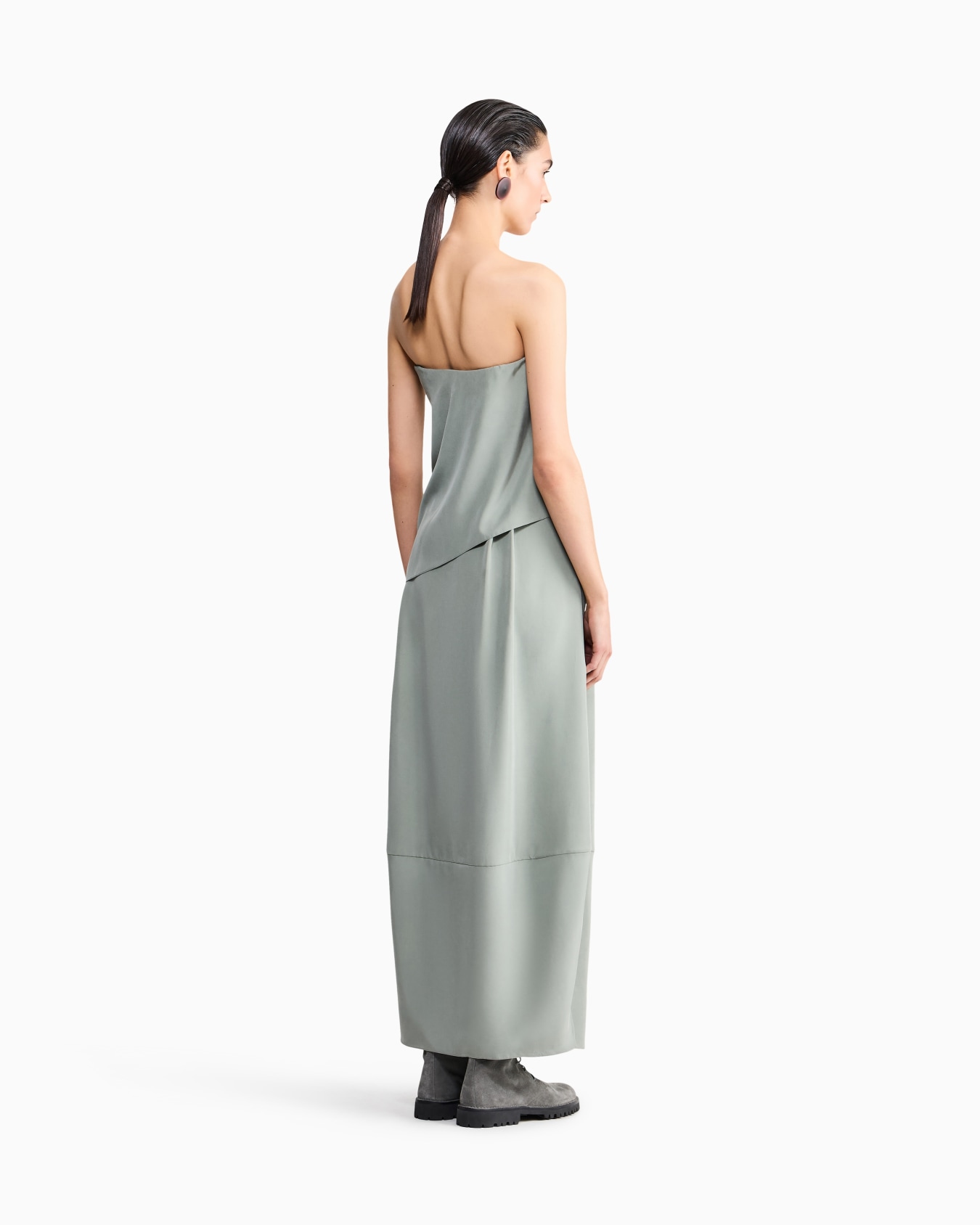 Dress washed silk bustier with asymmetrical gathered panel Slide 5