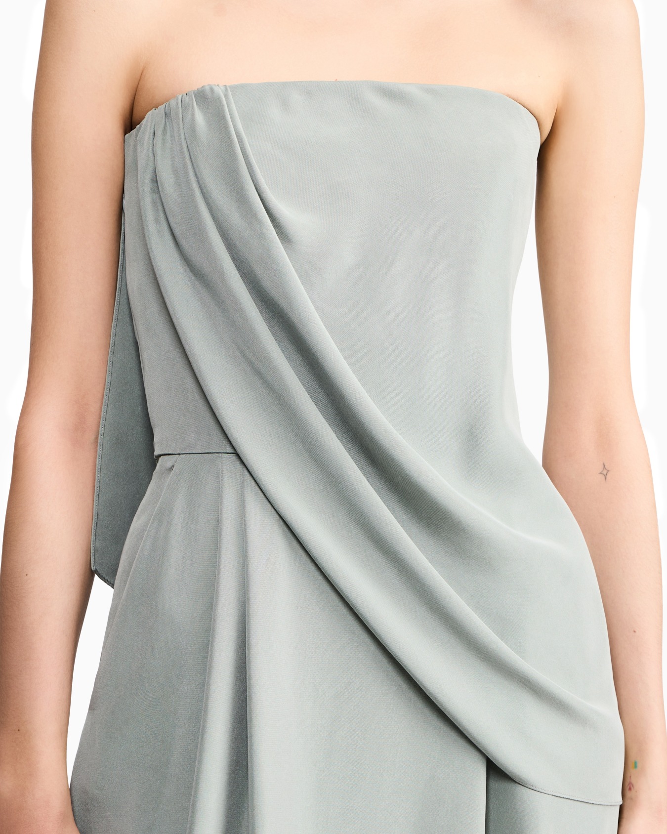 Dress washed silk bustier with asymmetrical gathered panel Slide 6