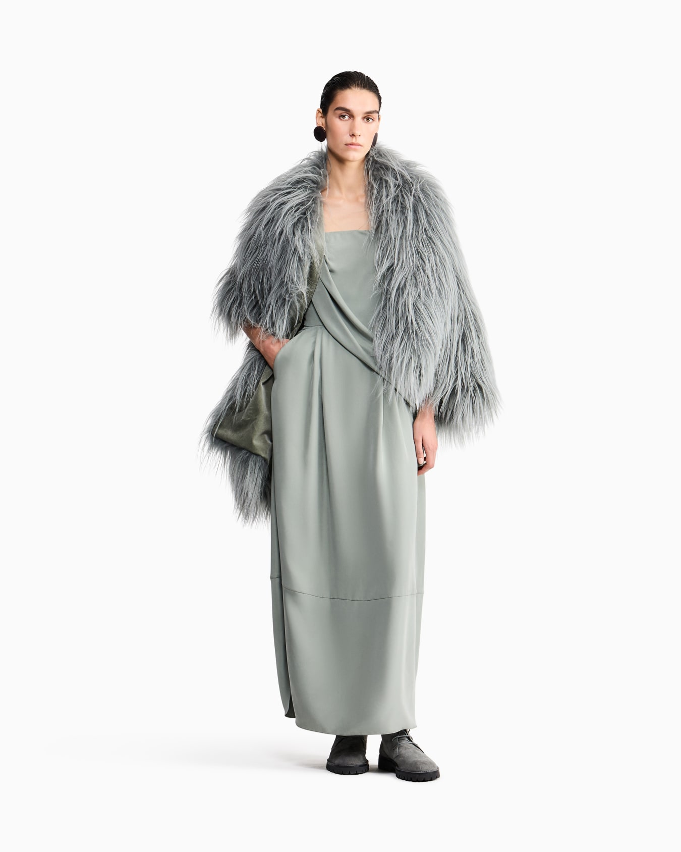 Dress washed silk bustier with asymmetrical gathered panel Slide 1