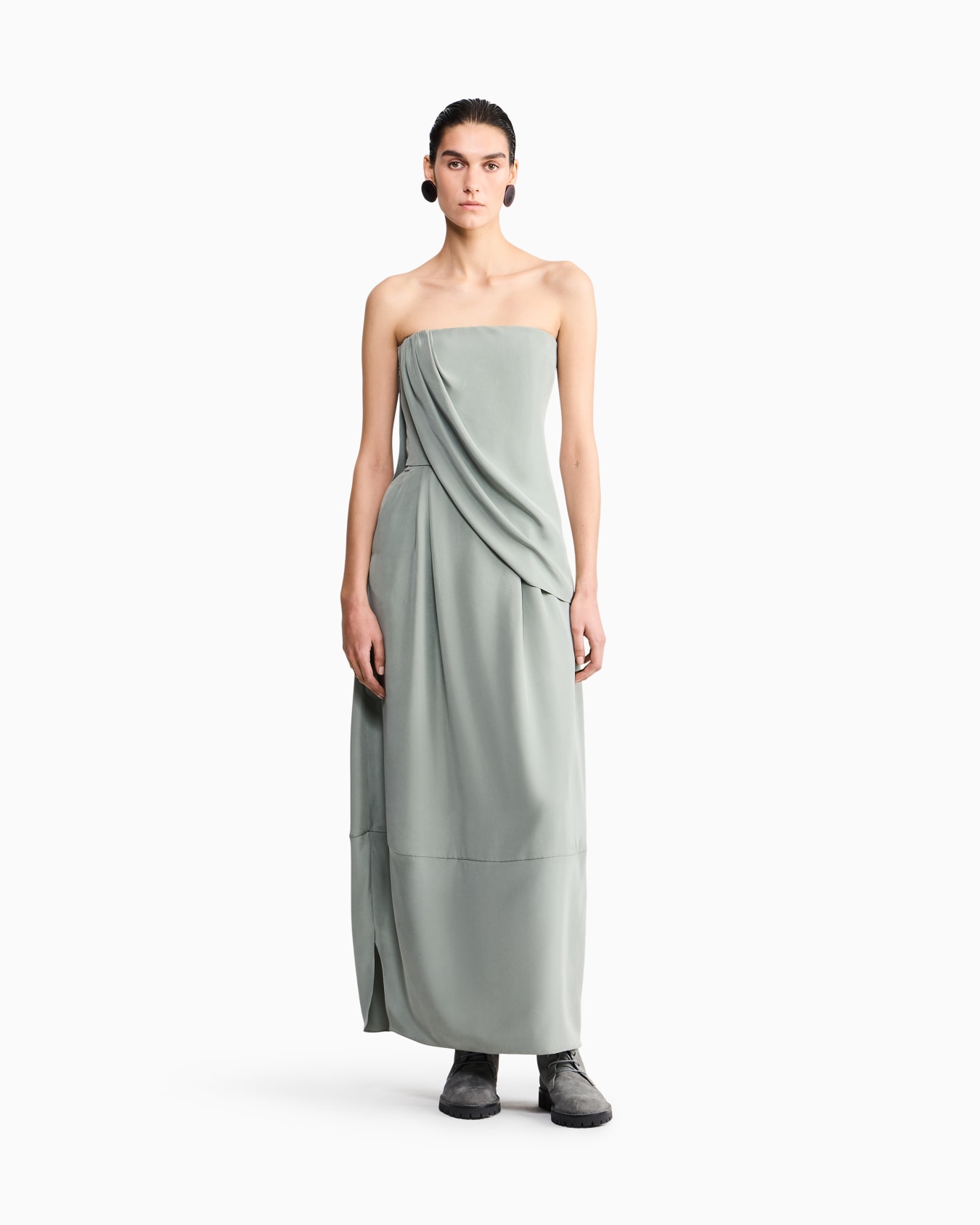 Dress washed silk bustier with asymmetrical gathered panel Slide 3