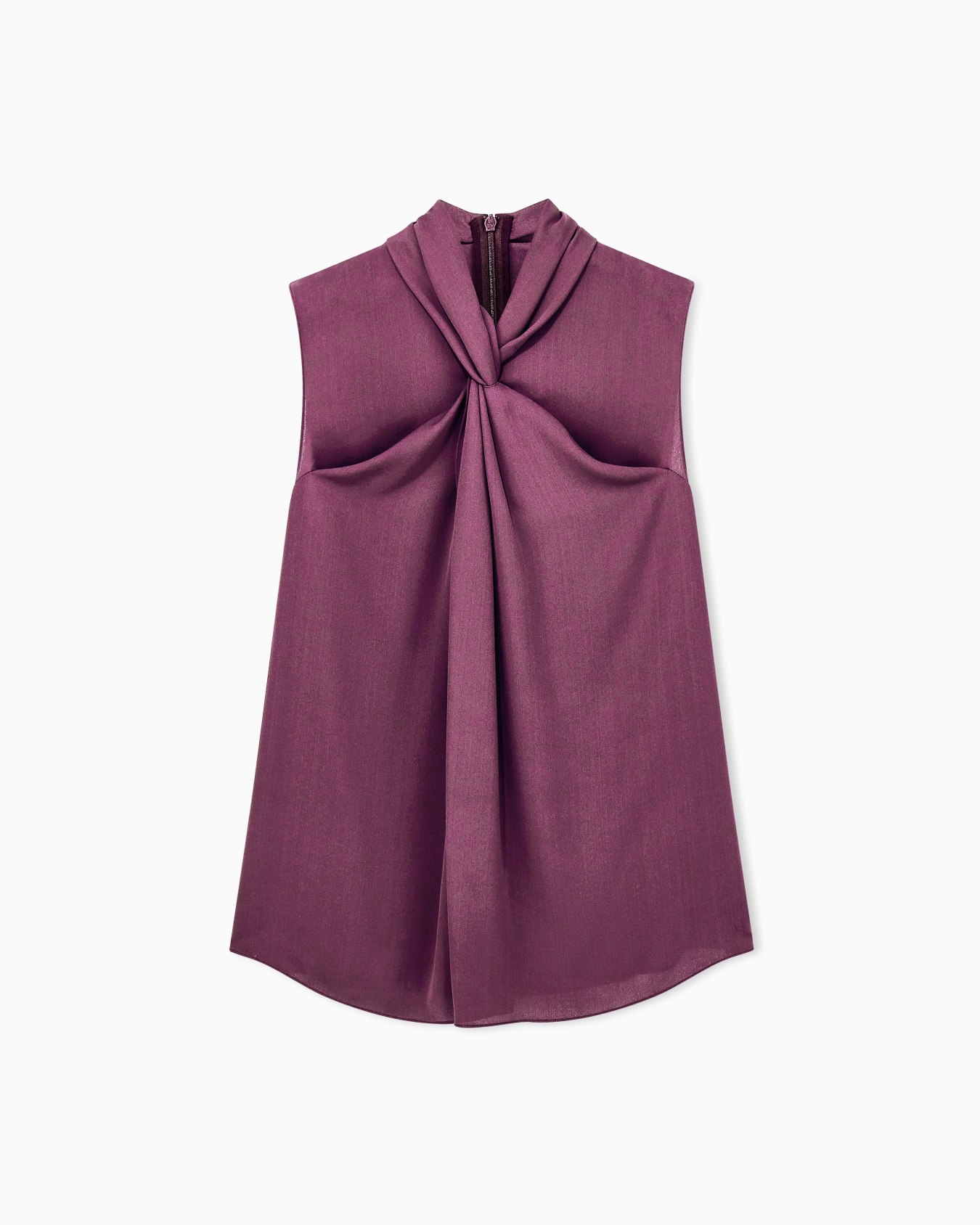 Ärmellose Bluse aus Seidengeorgette mit Knotendetail Folie 0