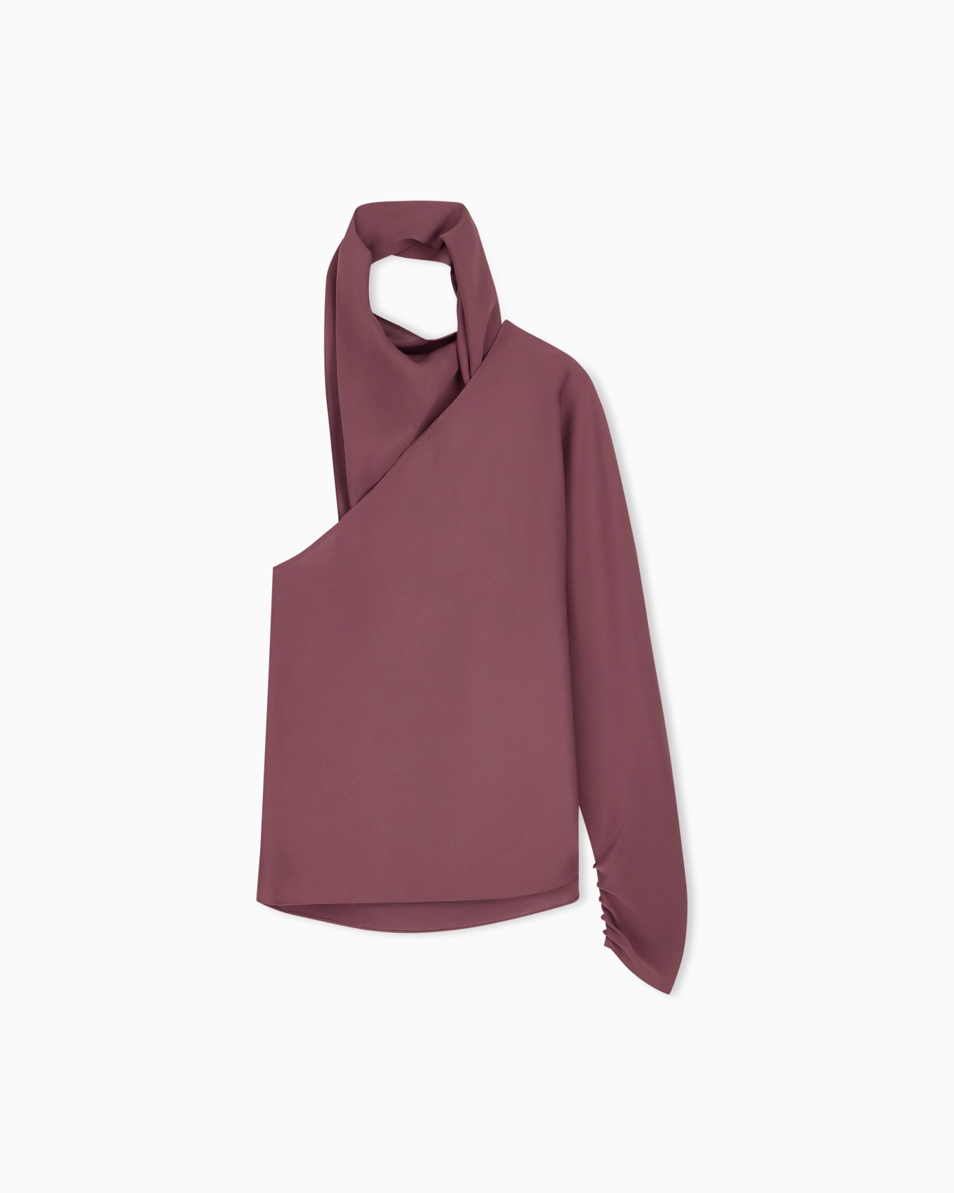 One-shoulder shirt in silk triple georgette with a sash Slide 1