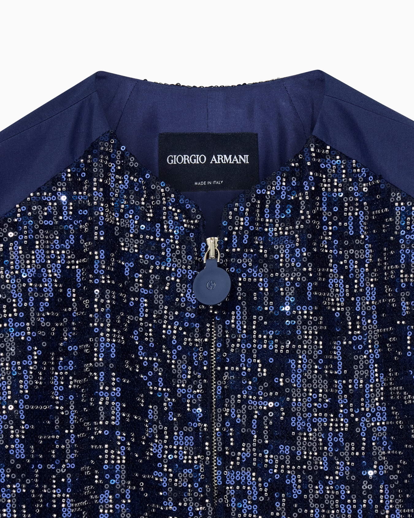 Embroidered cropped coat in silk shangtung with beaded front Slide 4