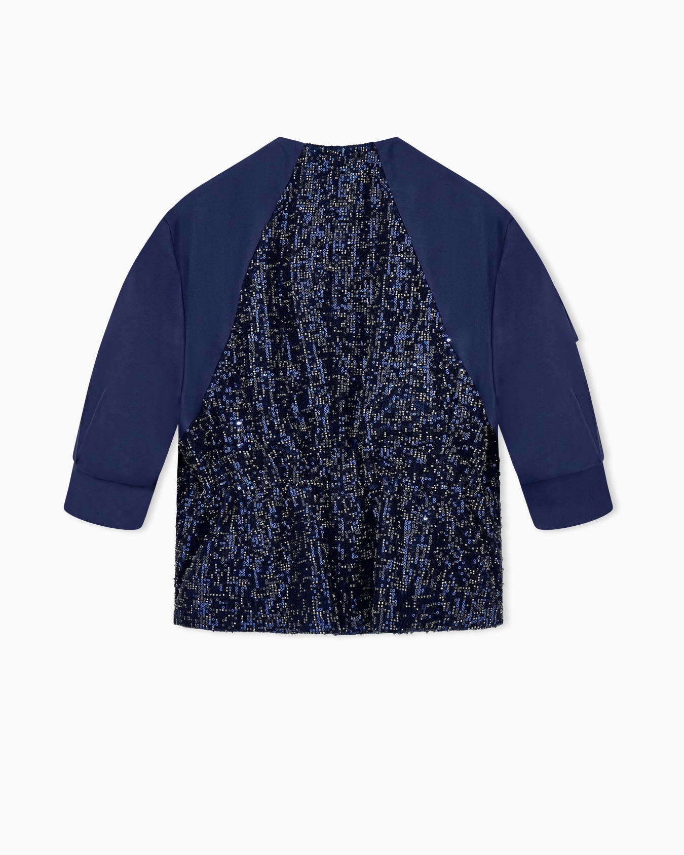 Embroidered cropped coat in silk shangtung with beaded front Slide 2