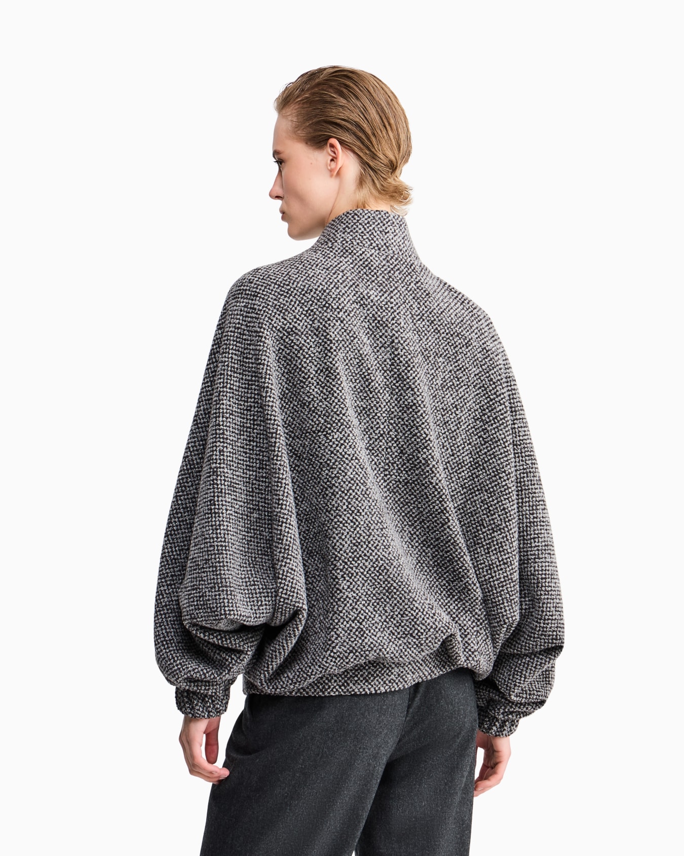 Caban de cachemir y seda efecto bouclé con cuello alto Diapositiva 5