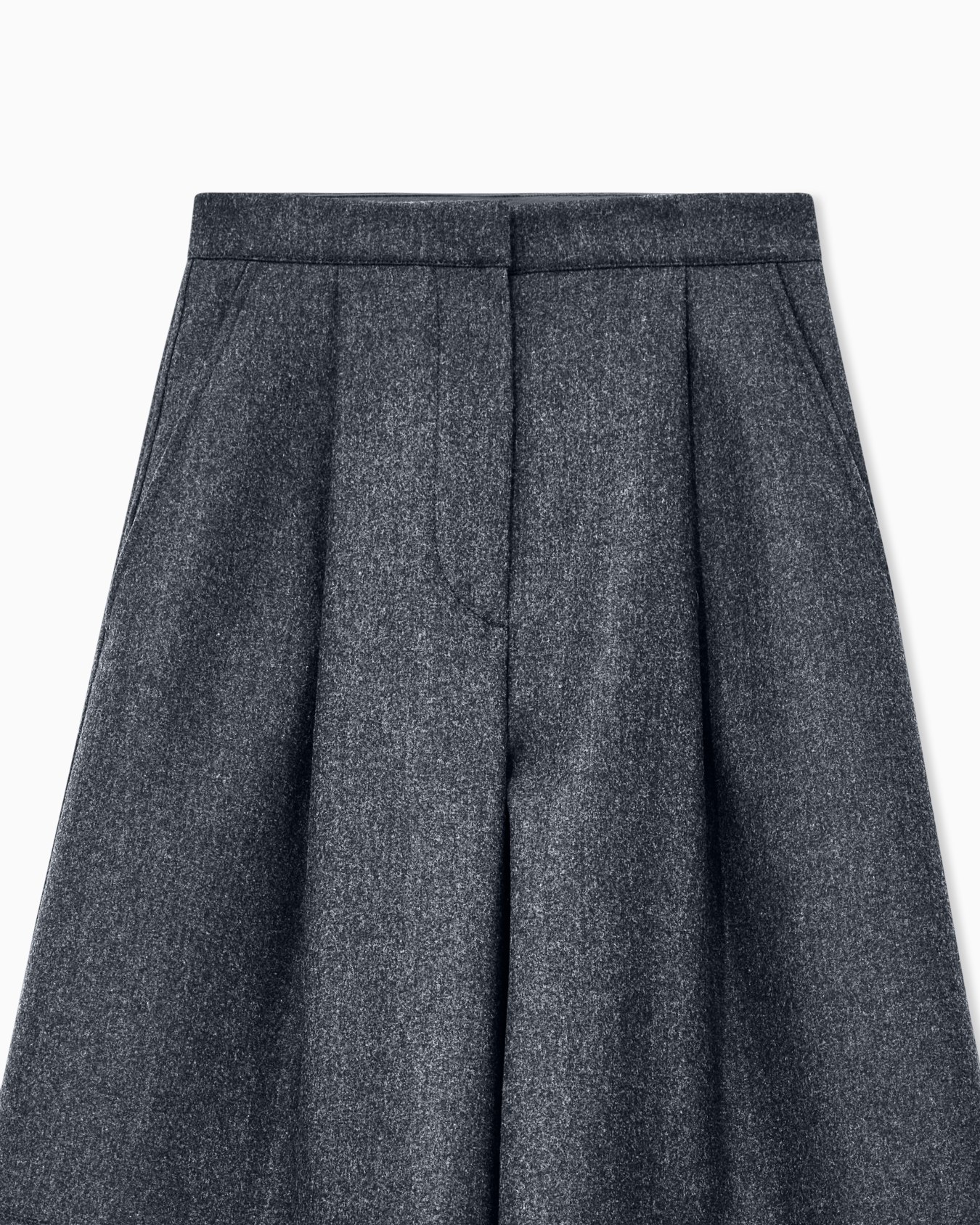 Wide-leg trousers in bonded wool and cashmere flannel Slide 4