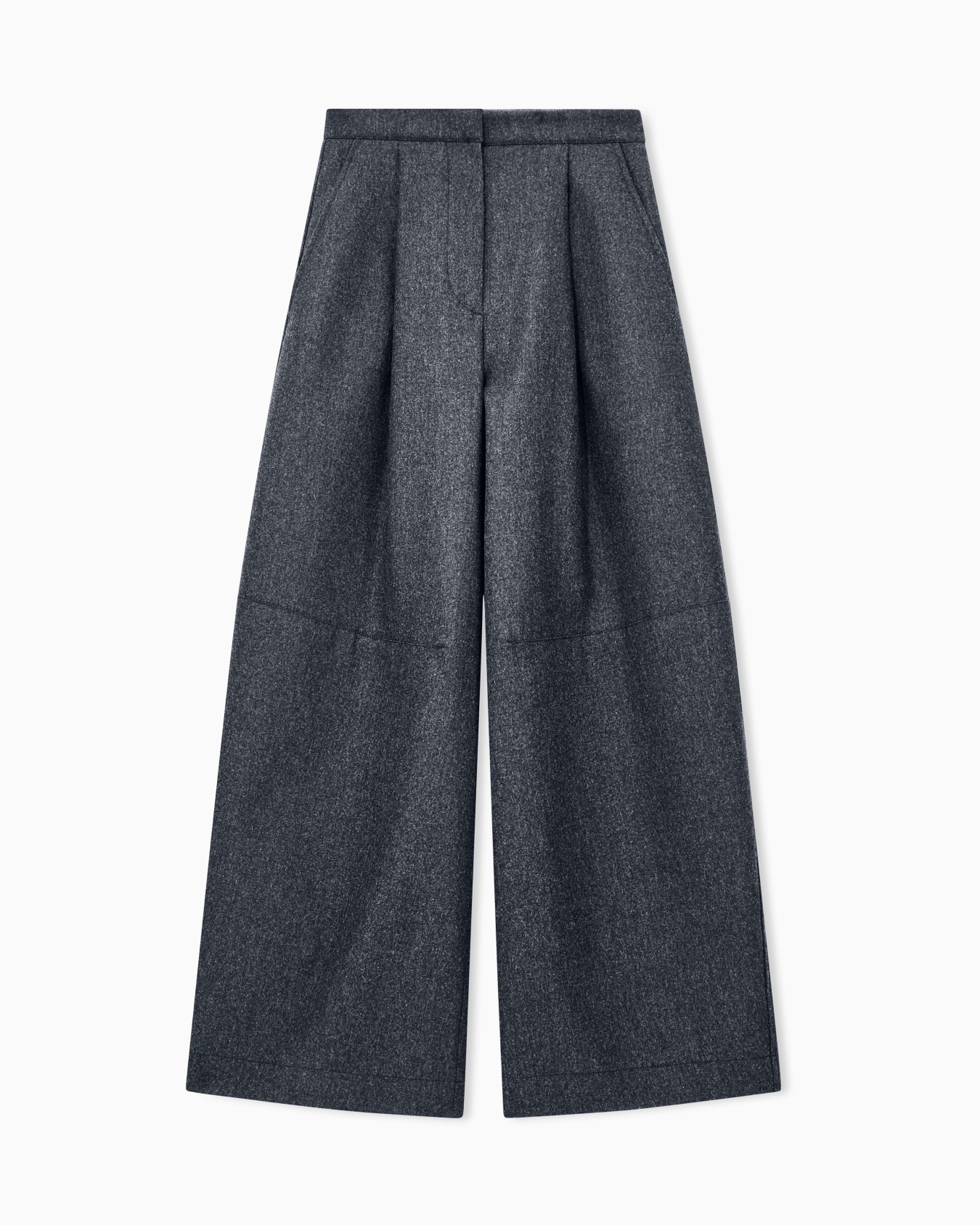 Wide-leg trousers in bonded wool and cashmere flannel Slide 0