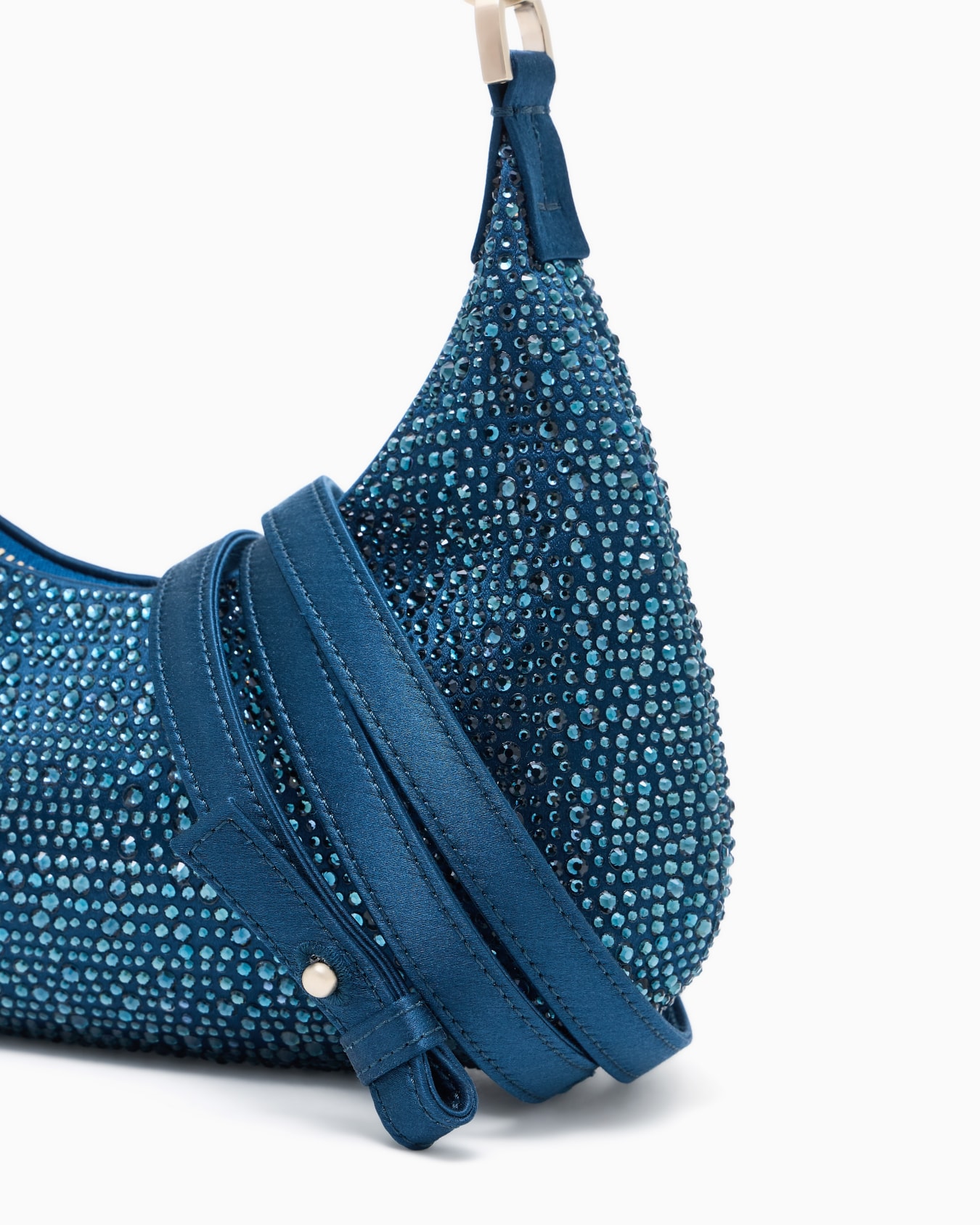 La Prima Soft small hobo bag in satin and rhinestones Slide 4