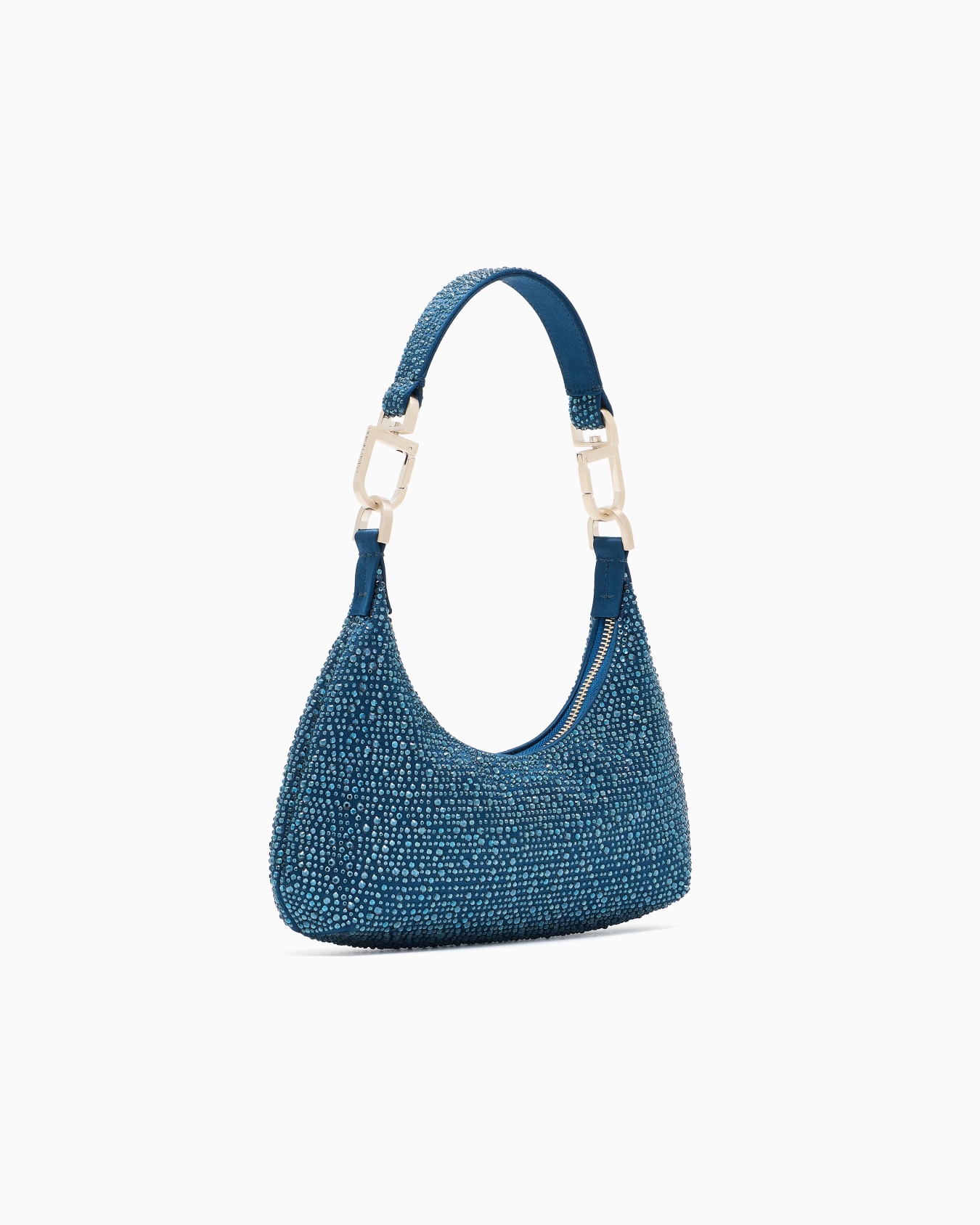 La Prima Soft small hobo bag in satin and rhinestones Slide 1