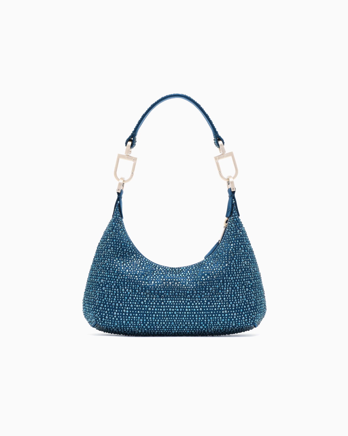 La Prima Soft small hobo bag in satin and rhinestones Slide 2
