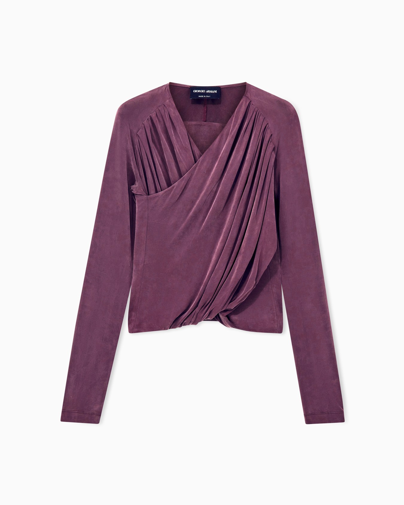 Langarmshirt aus Cupro-Jersey mit drapierter Vorderseite Folie 0