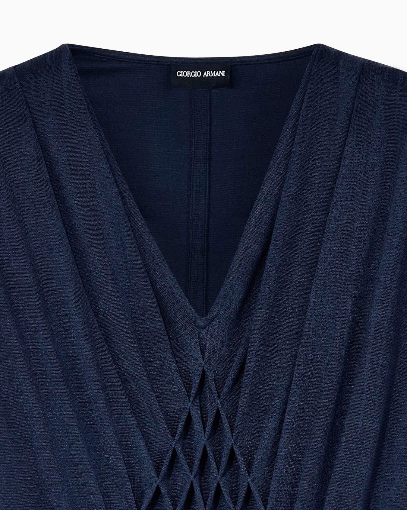 Langes Jerseykleid mit V-Ausschnitt und gesmoktem Einsatz Folie 3