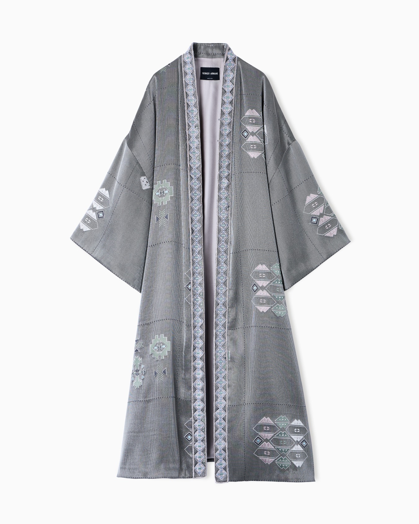 Viscose and silk blend overcoat with embroidery Slide 0