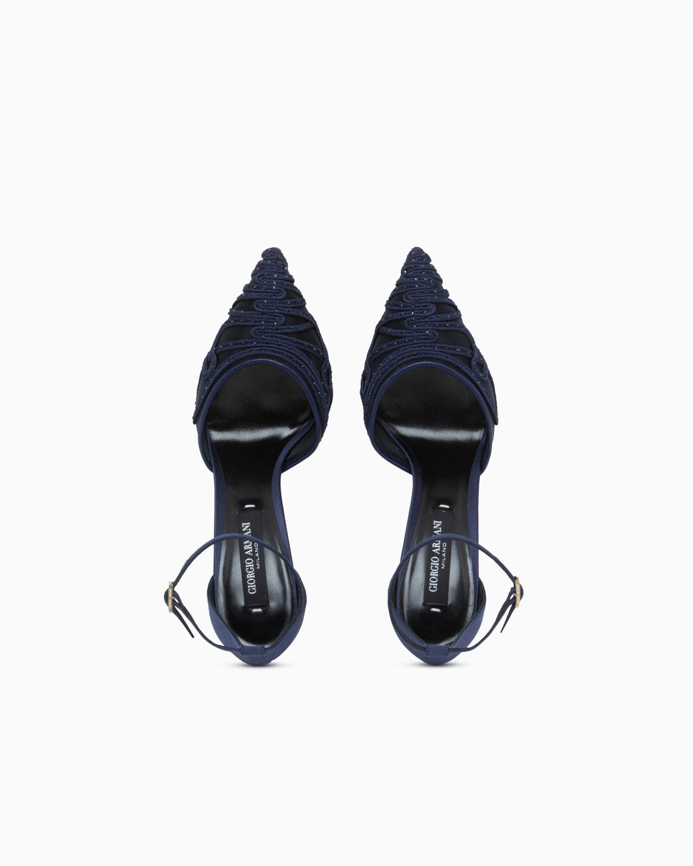 Decollete shoe with mesh satin and rhinestones Slide 2