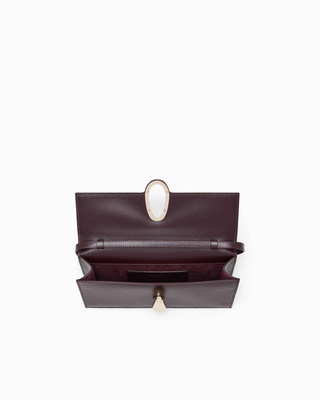 Accordion clutch in polished leather with a shoulder strap Slide 3