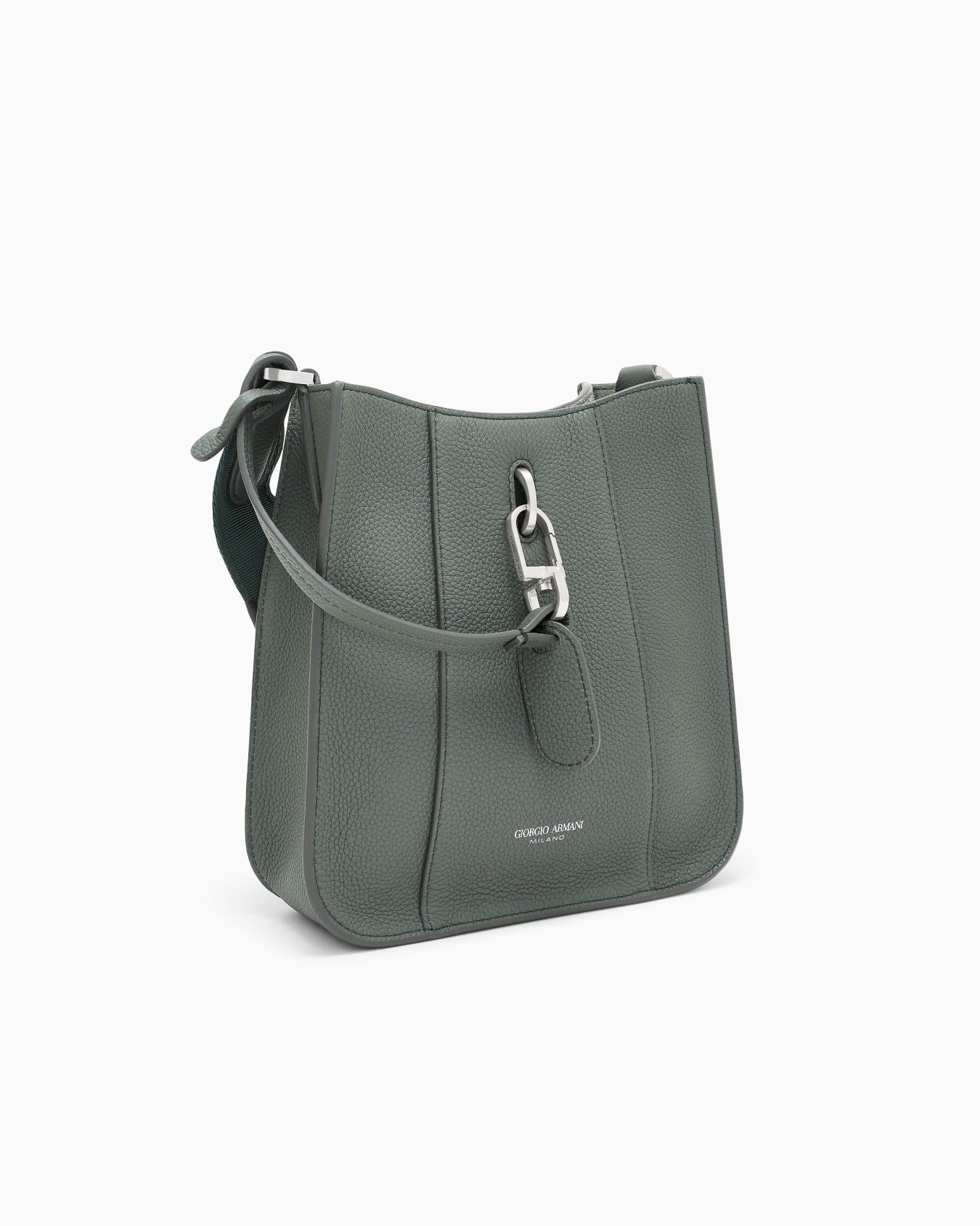 Bandolera de piel granulada con hebilla y correa ajustable Diapositiva 1