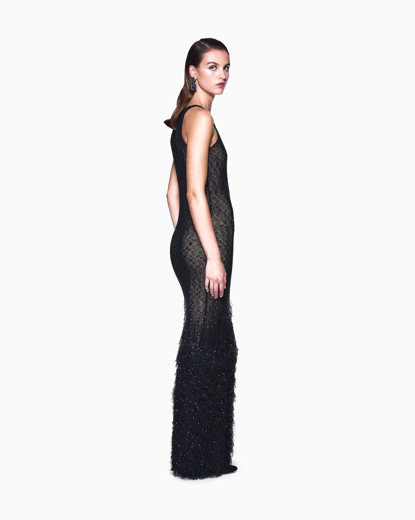 Long dress in a knit with sequins Slide 2