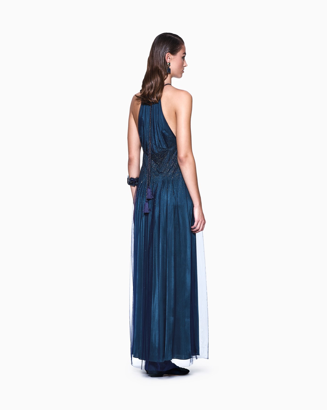 Viscose jersey long dress with rhinestones Slide 2