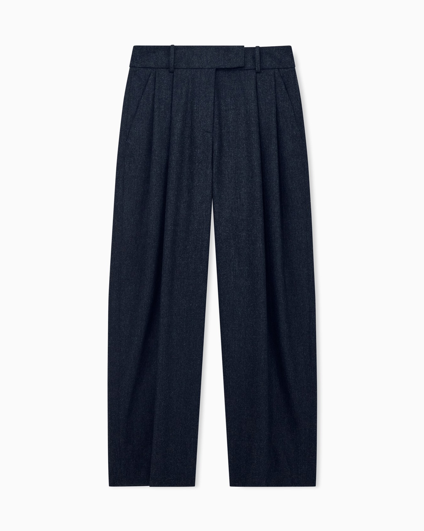 Wide-leg trousers in wool and cashmere flannel with pleats Slide 0