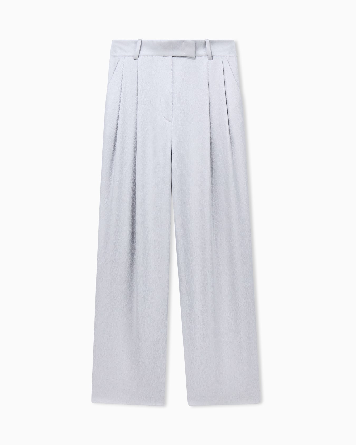 Bundfaltenhose aus gehämmertem Satin mit weitem Bein Folie 0