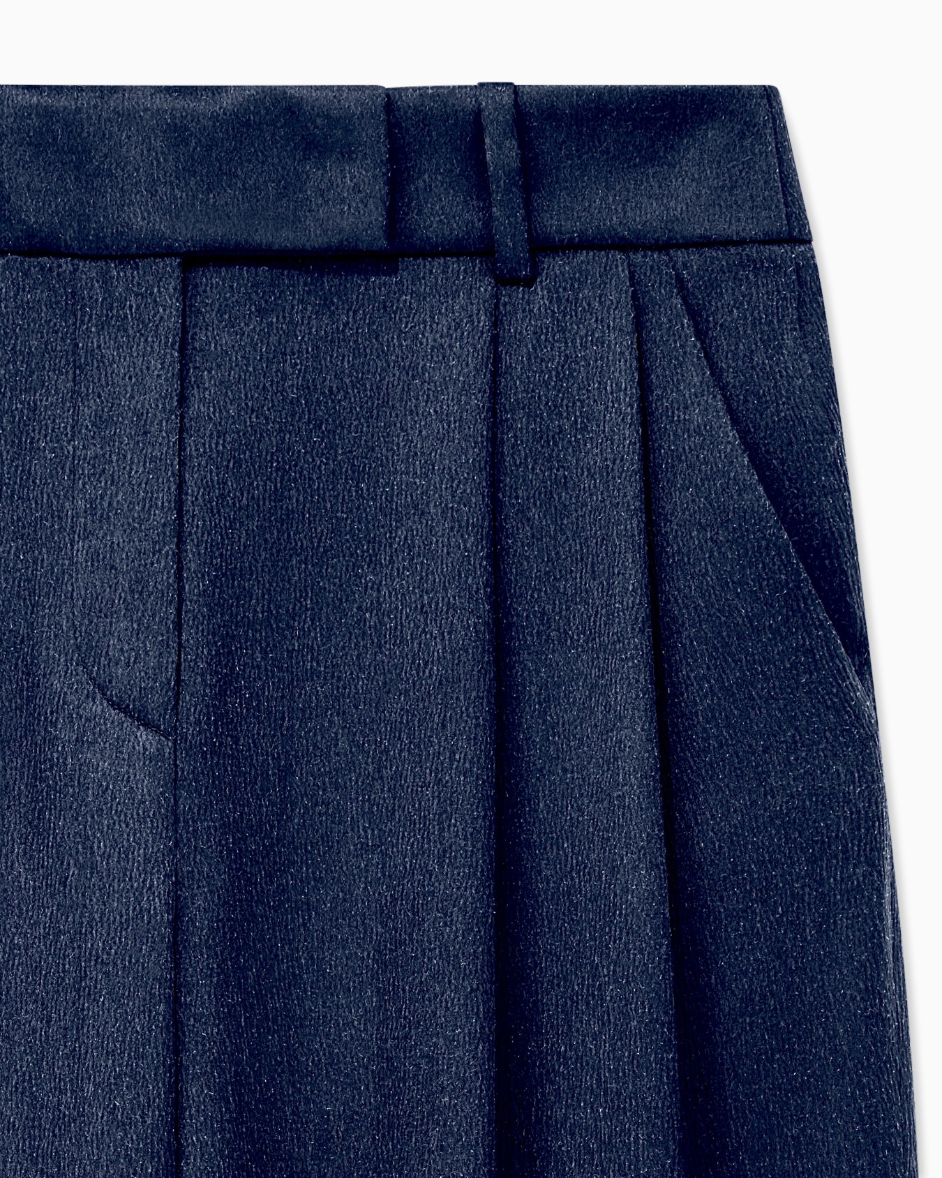 Trouser wide leg with two pleats in hammered satin Slide 4
