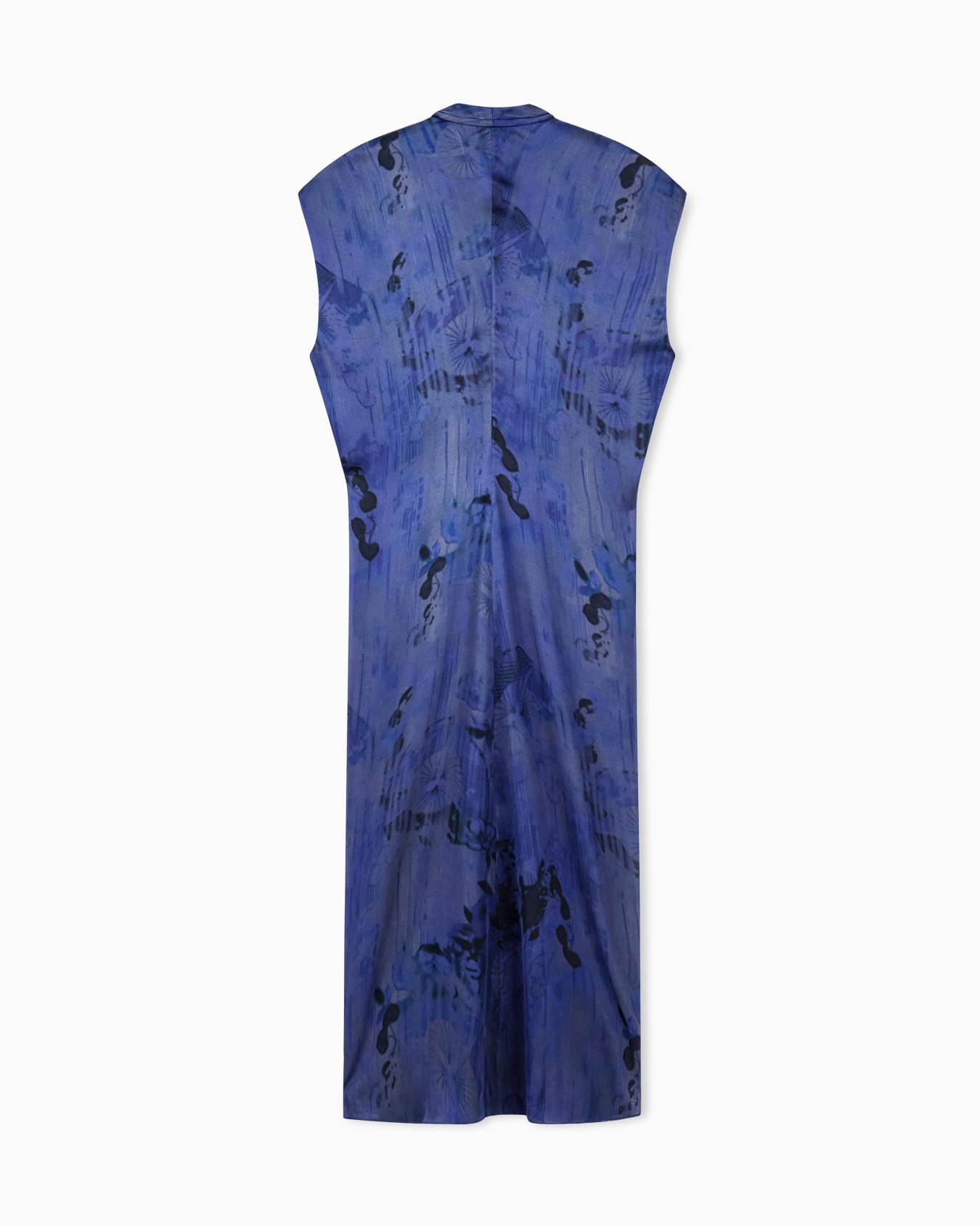 Draped silk dress with deep neckline and batik flower print Slide 2