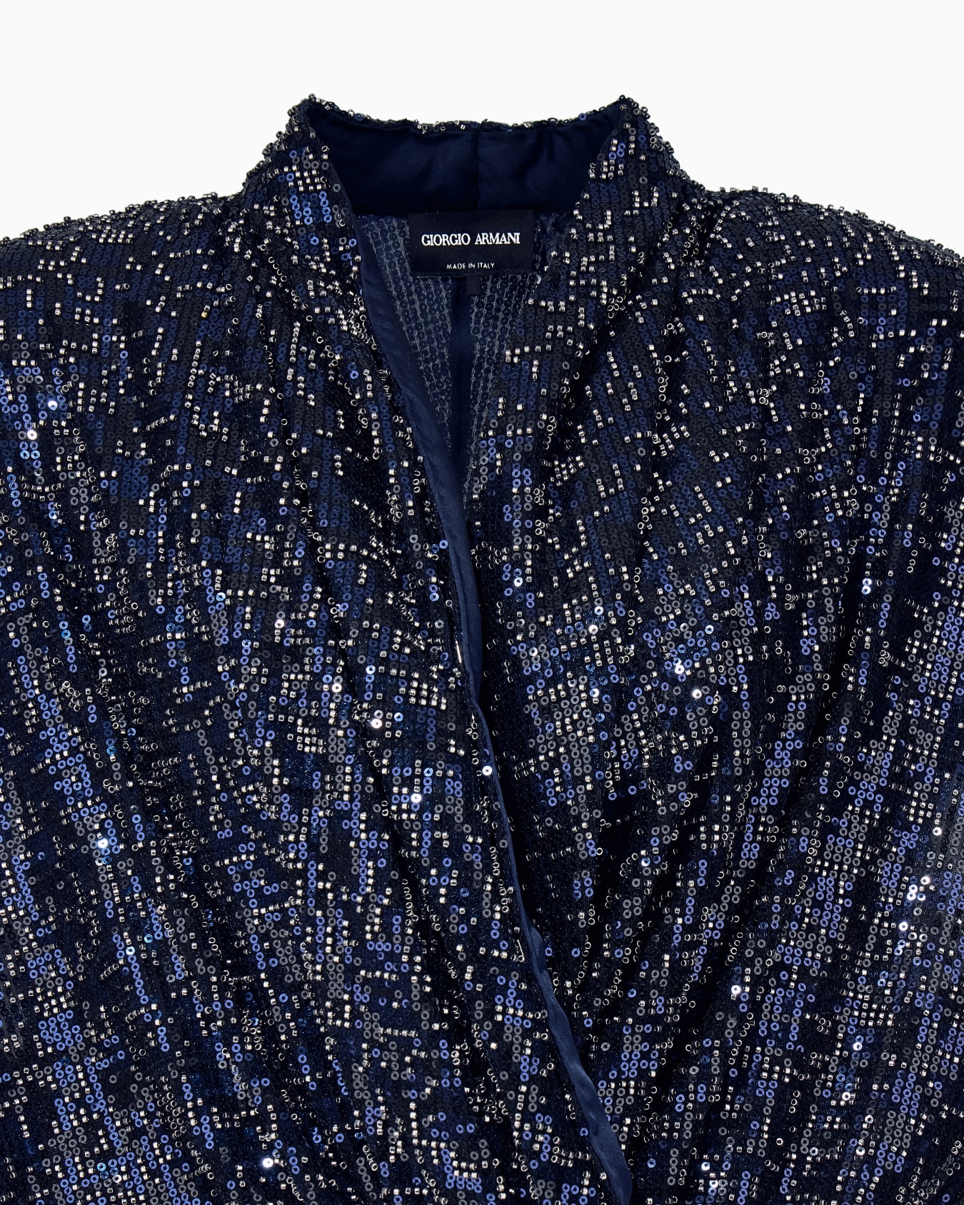 Robe longue drapée à épaules tombantes brodée de paillettes Diapositive 3