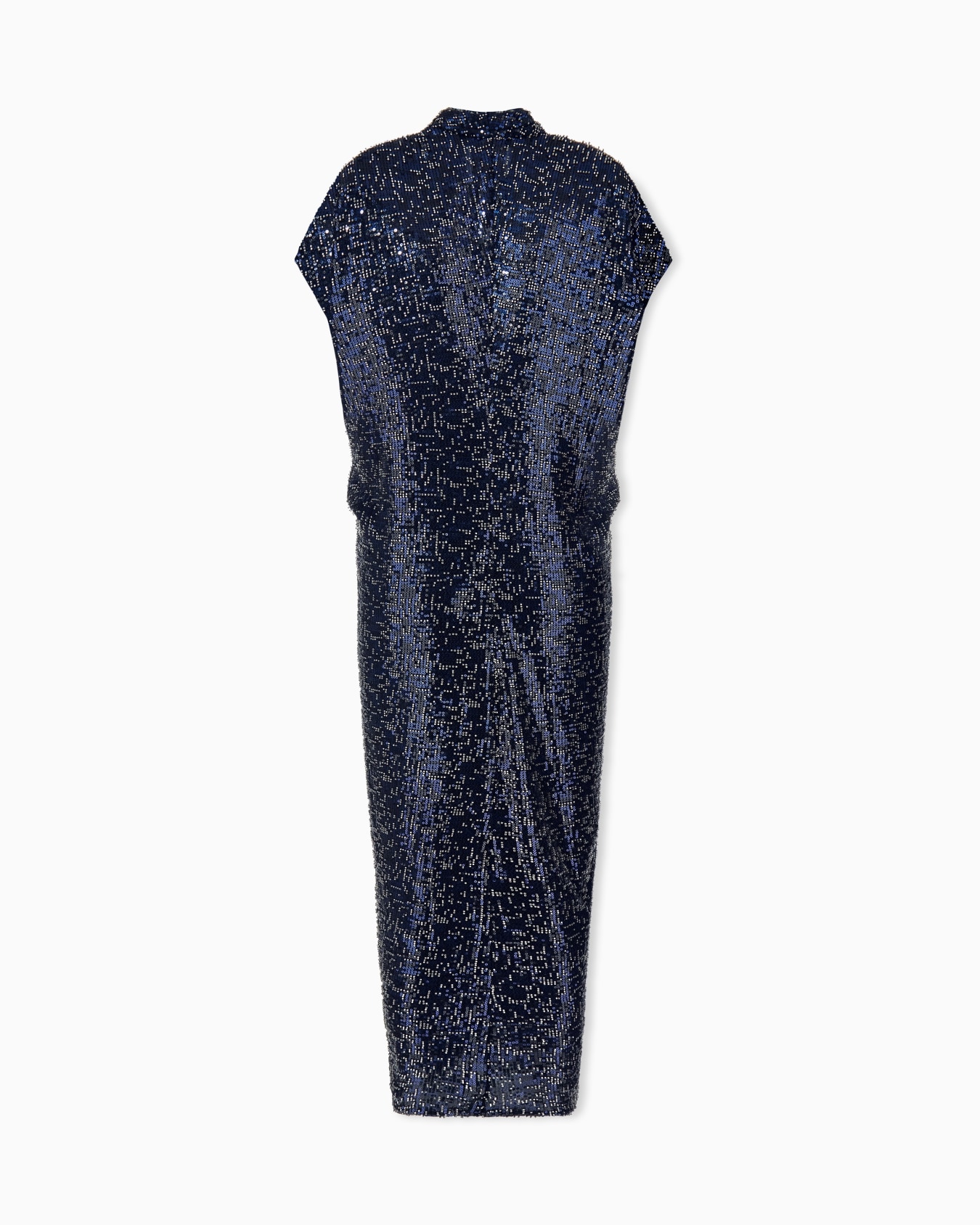 Robe longue drapée à épaules tombantes brodée de paillettes Diapositive 1