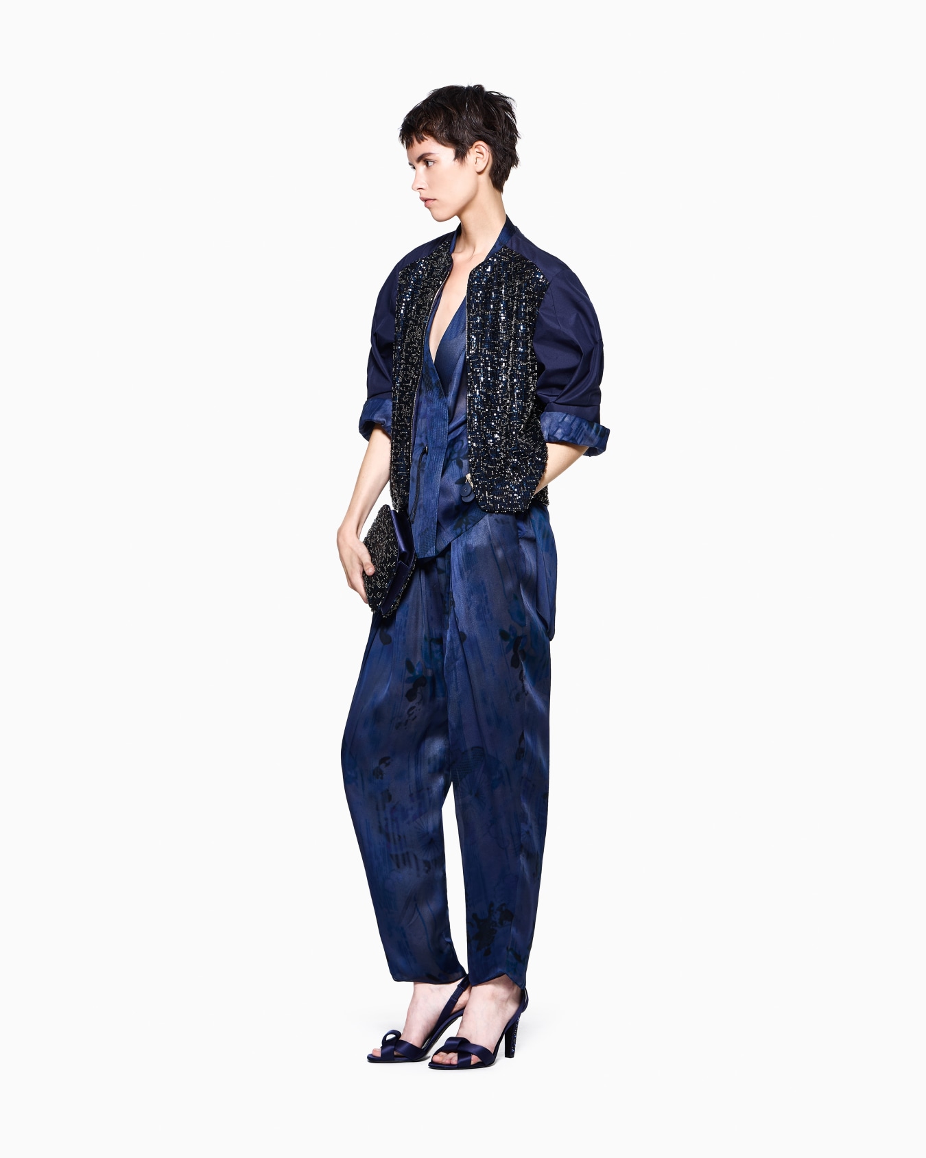 Sandals in viscose and silk satin with leather sole Slide 5