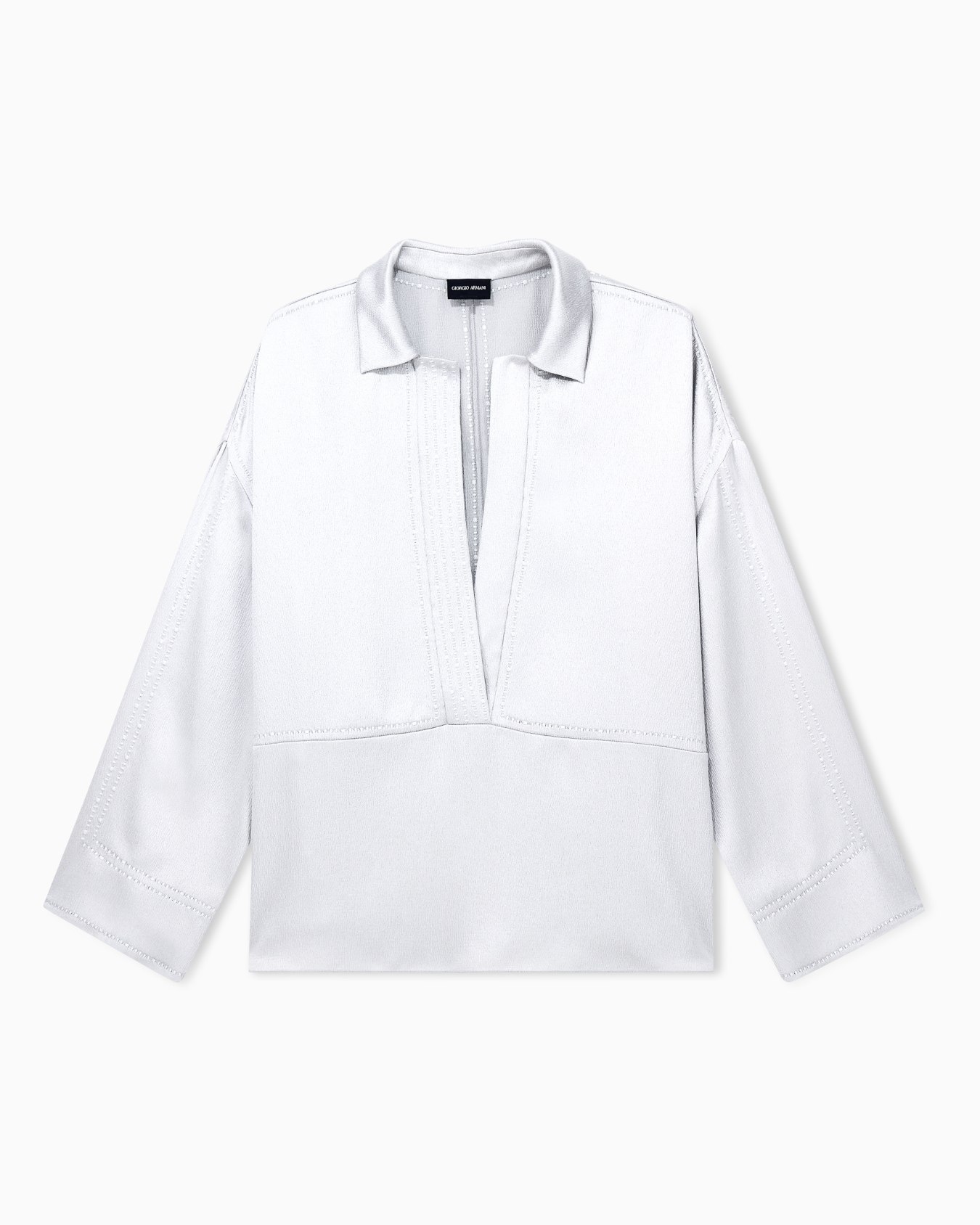 Shirt gehämmertes Satin mit tiefem v-Ausschnitt und Reliefmuster Folie 0