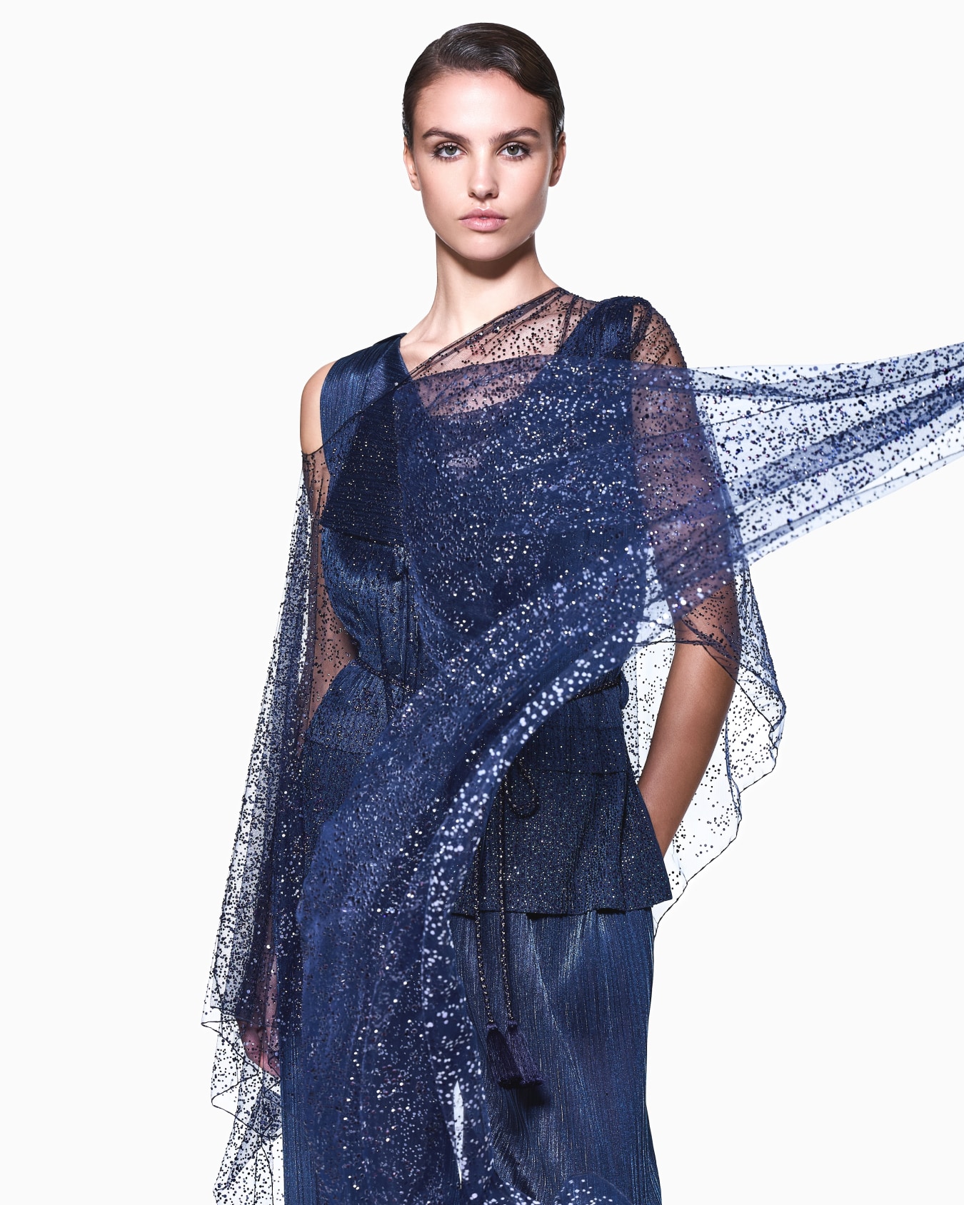 Pleated jersey trousers with rhinestones Slide 4