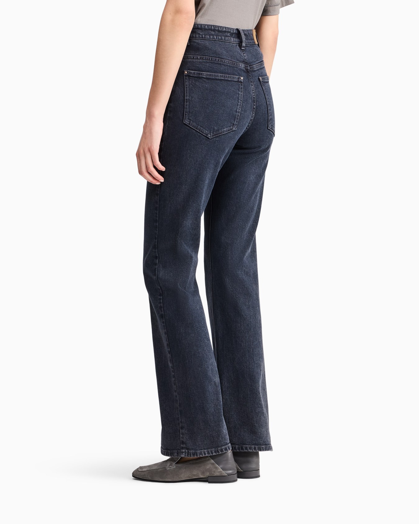 Slim-fit flare jeans in overdyed stretch cotton denim Slide 5