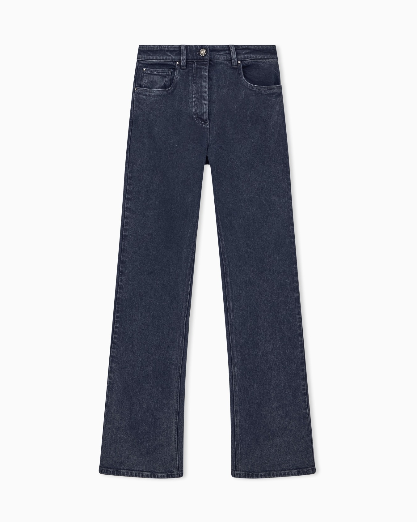 Slim-fit flare jeans in overdyed stretch cotton denim Slide 0