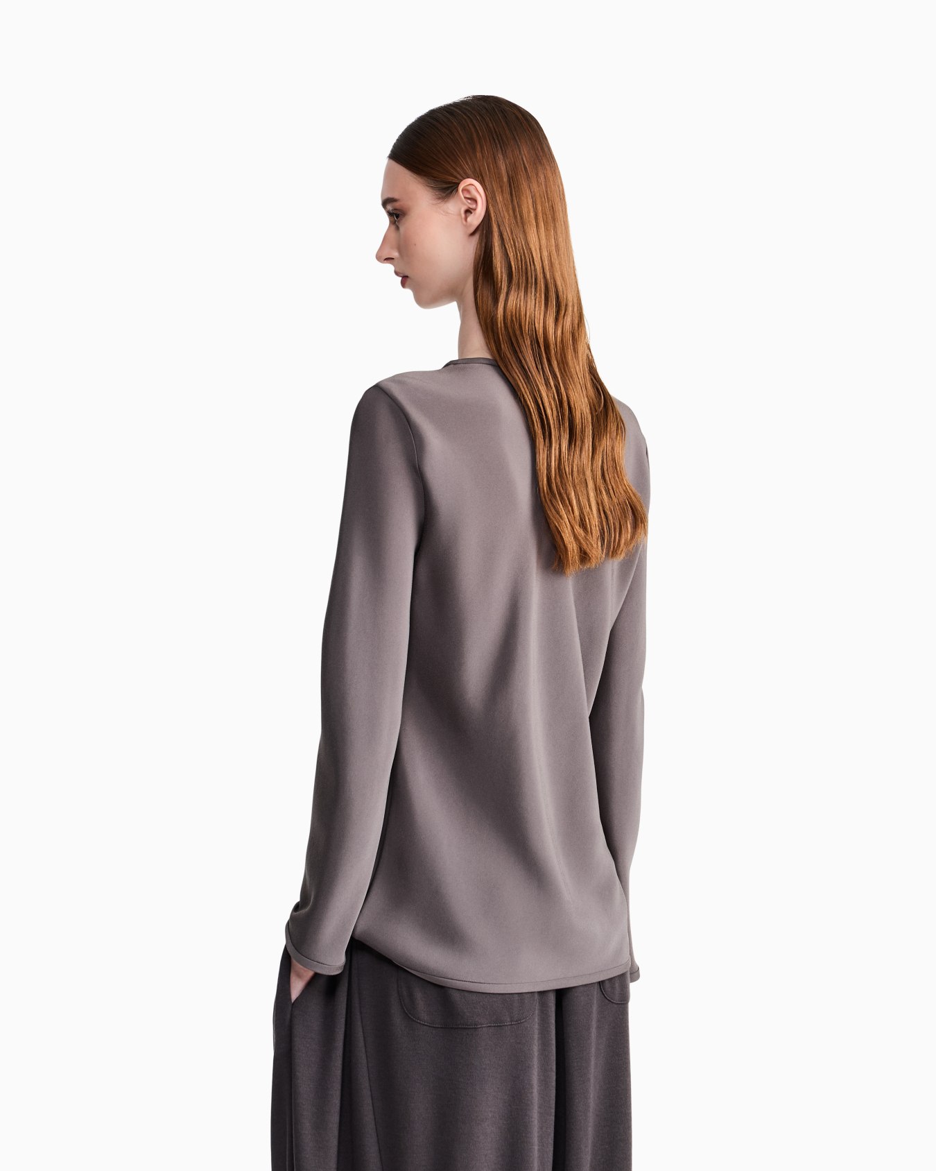 Slim-fit bias-cut blouse in stretch silk-blend crepe Slide 5