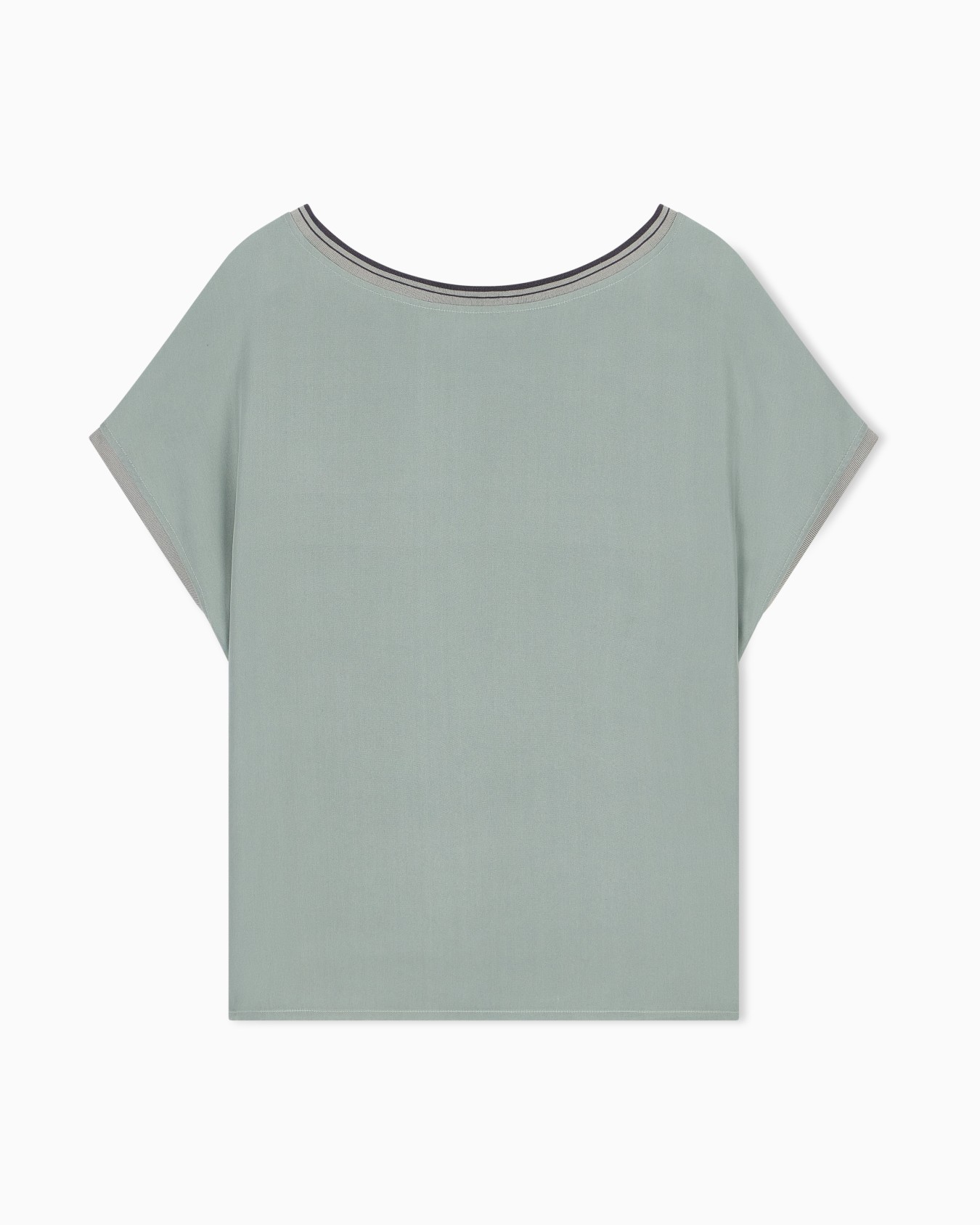 Blouse regular fit heavy washed silk ribbed crew neck Slide 1