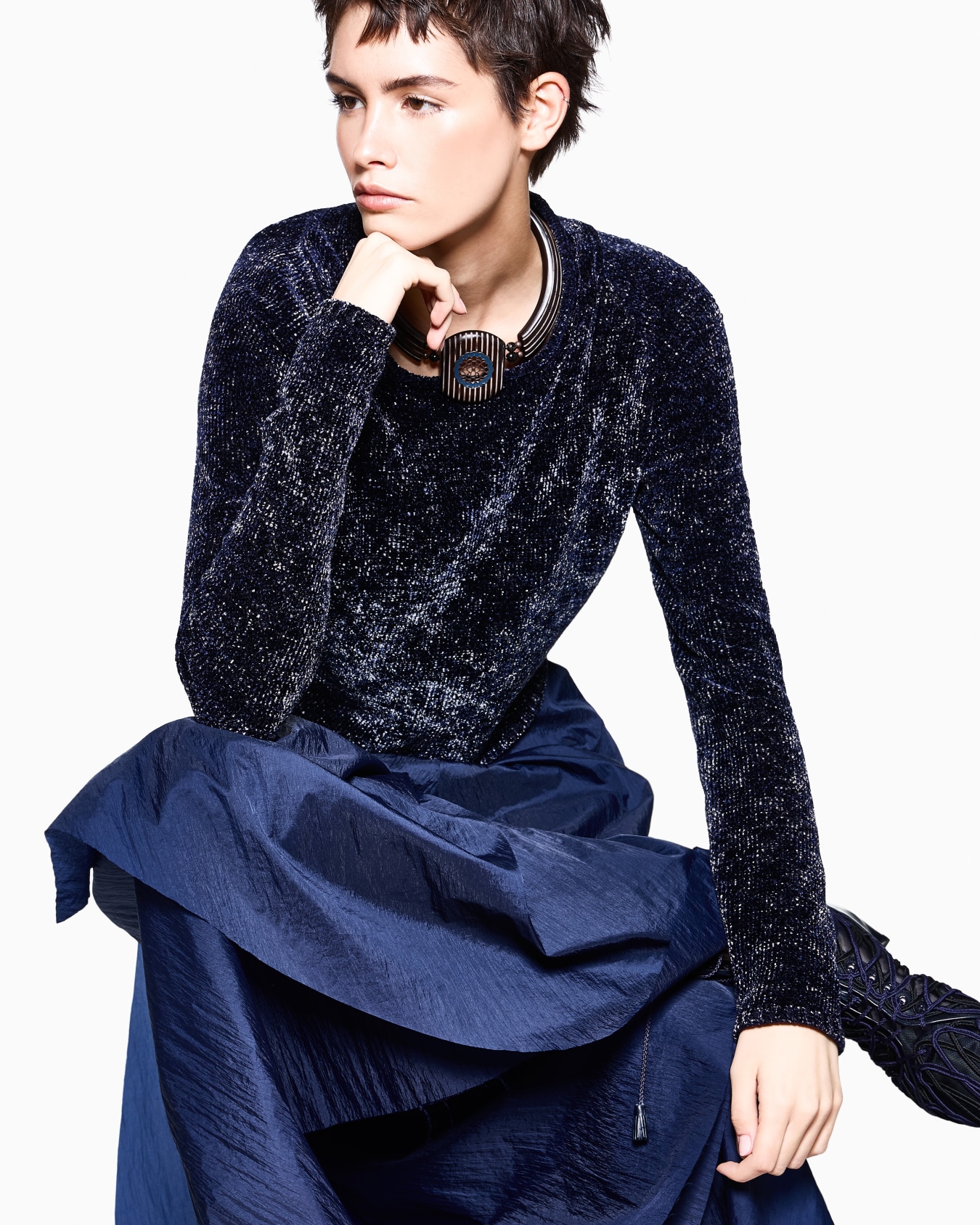 Sweater Sweaters slim-fit devoré chenille with cashmere Slide 2