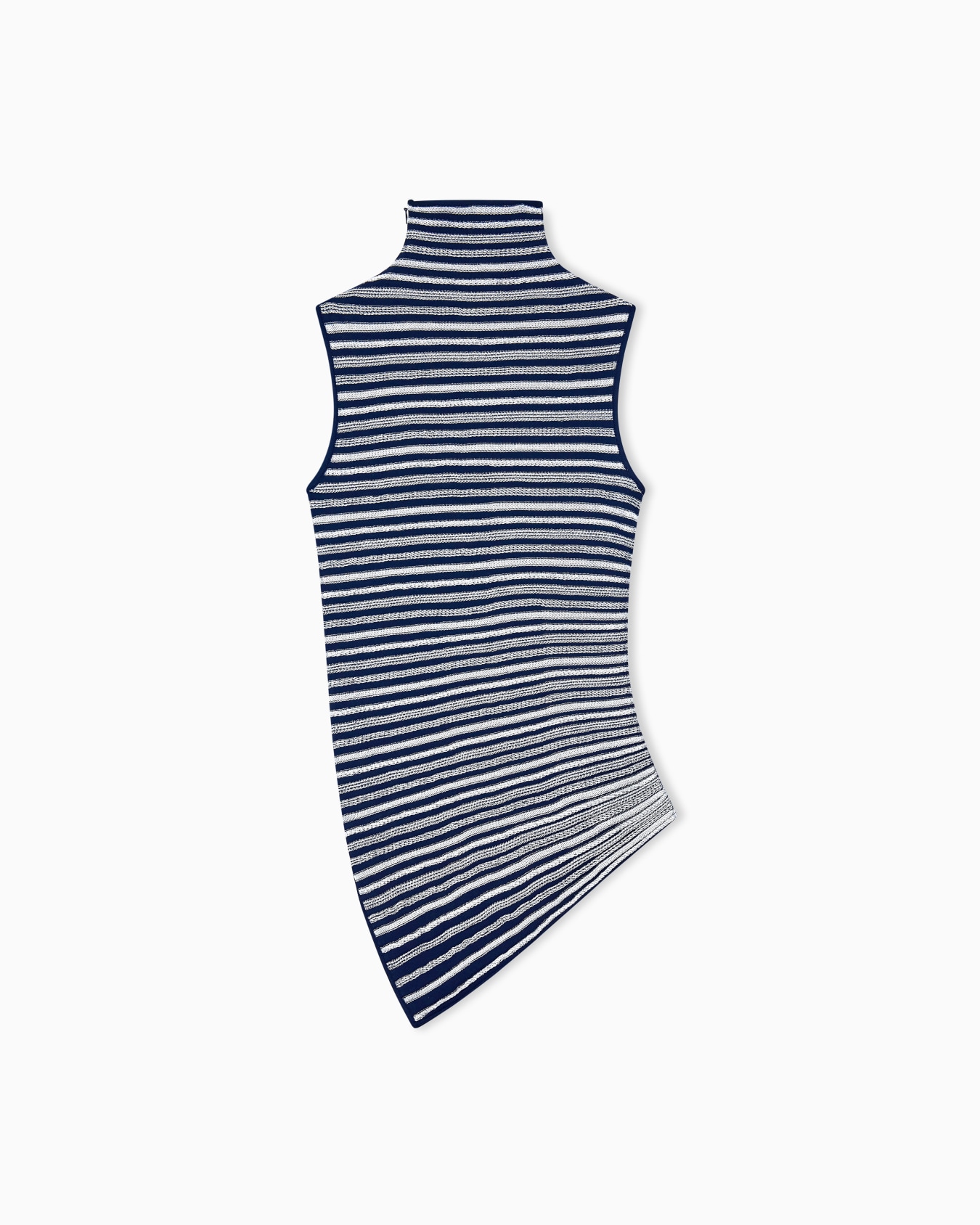 Ärmelloses Rollkragentop mit Streifen und Seitenschlitz Folie 2