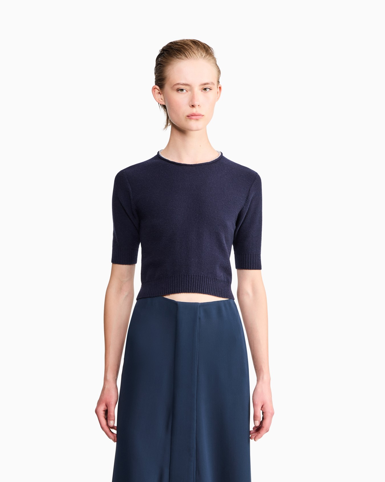 Sweater Sweaters cashmere microcrystals trim short-sleeve Slide 3