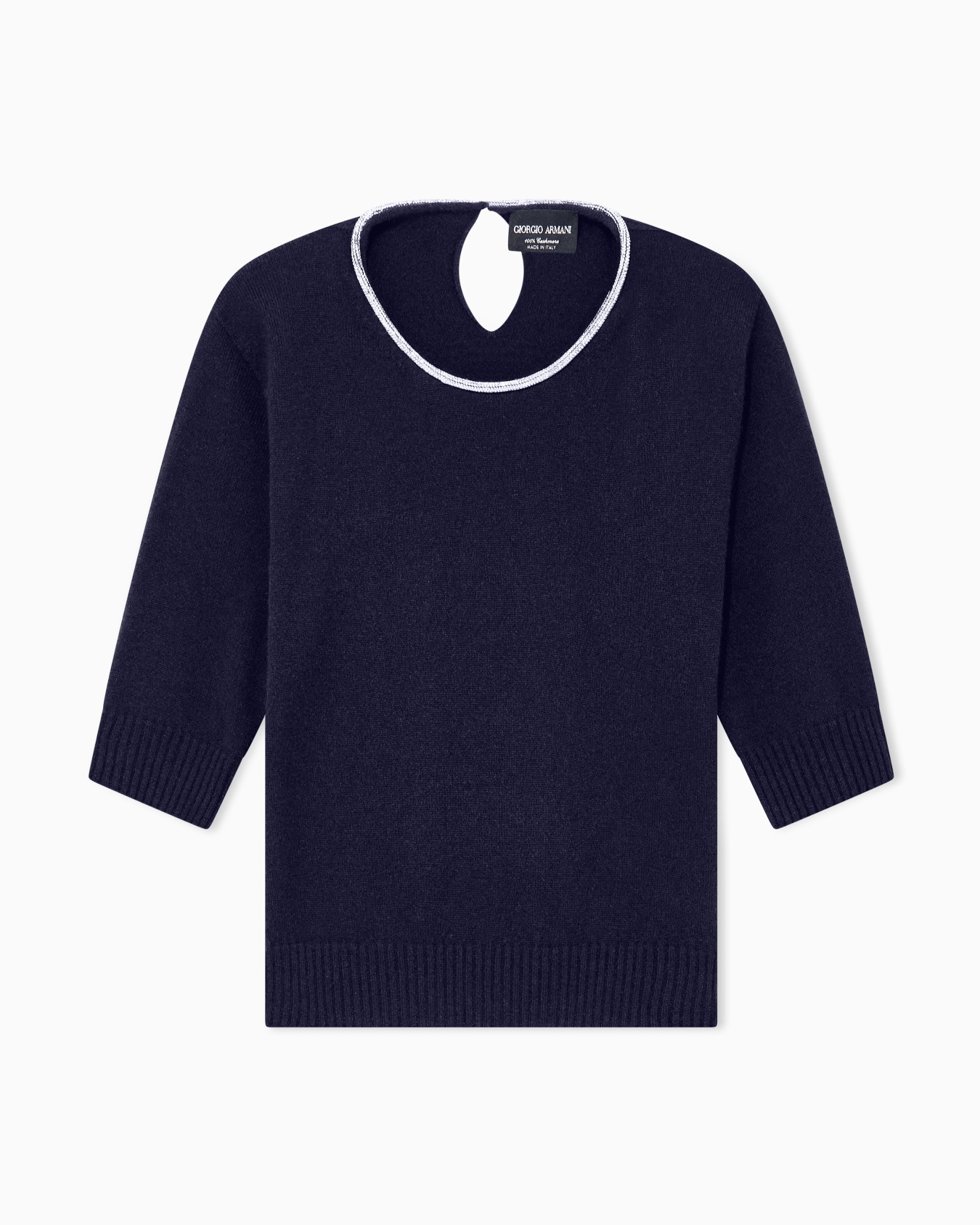 Sweater Sweaters cashmere microcrystals trim short-sleeve Slide 0
