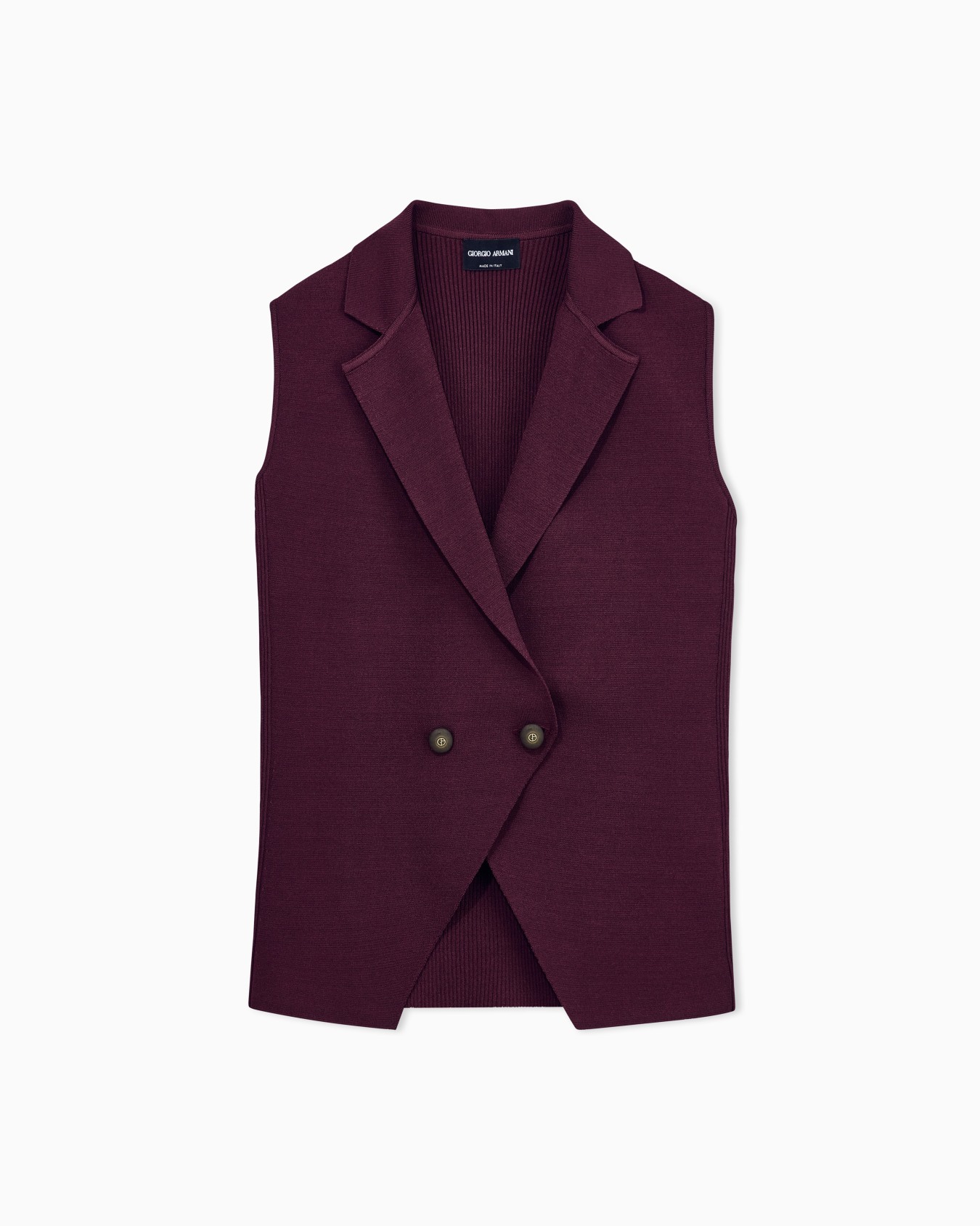 Double-breasted viscose knit vest Slide 0