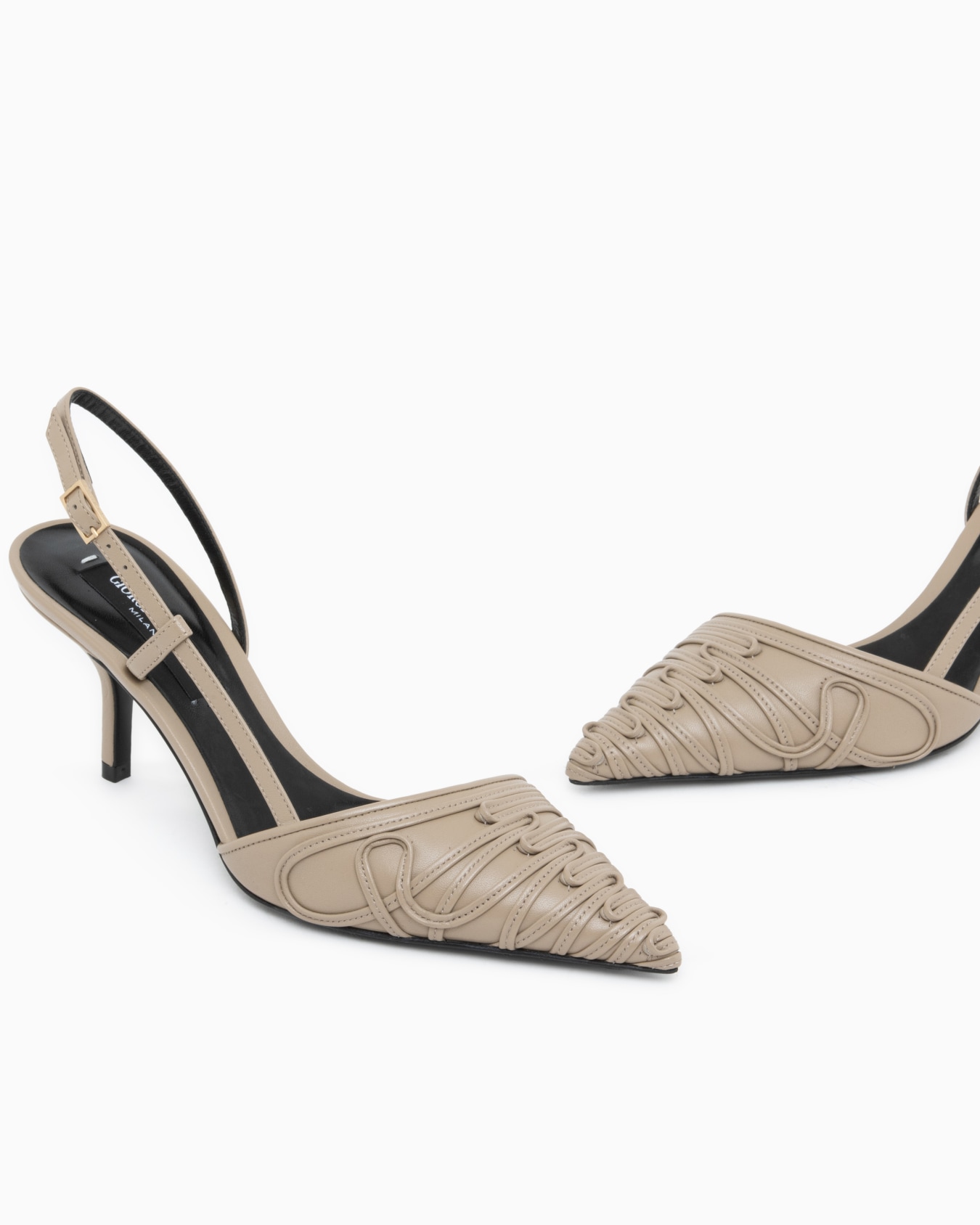 Decollete Slingback aus Leder mit geflochtenem Obermaterial Folie 4