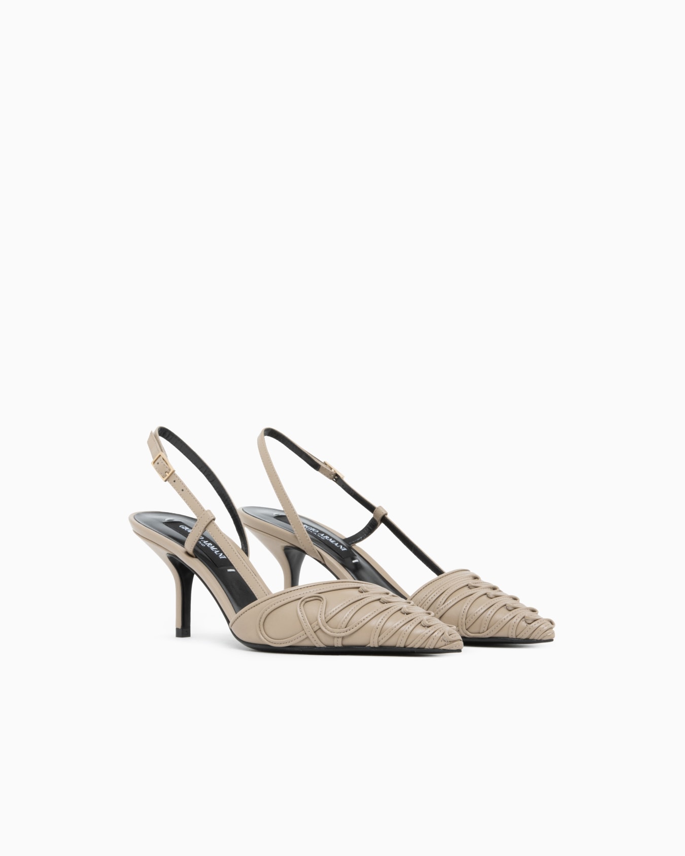 Decollete Slingback aus Leder mit geflochtenem Obermaterial Folie 1