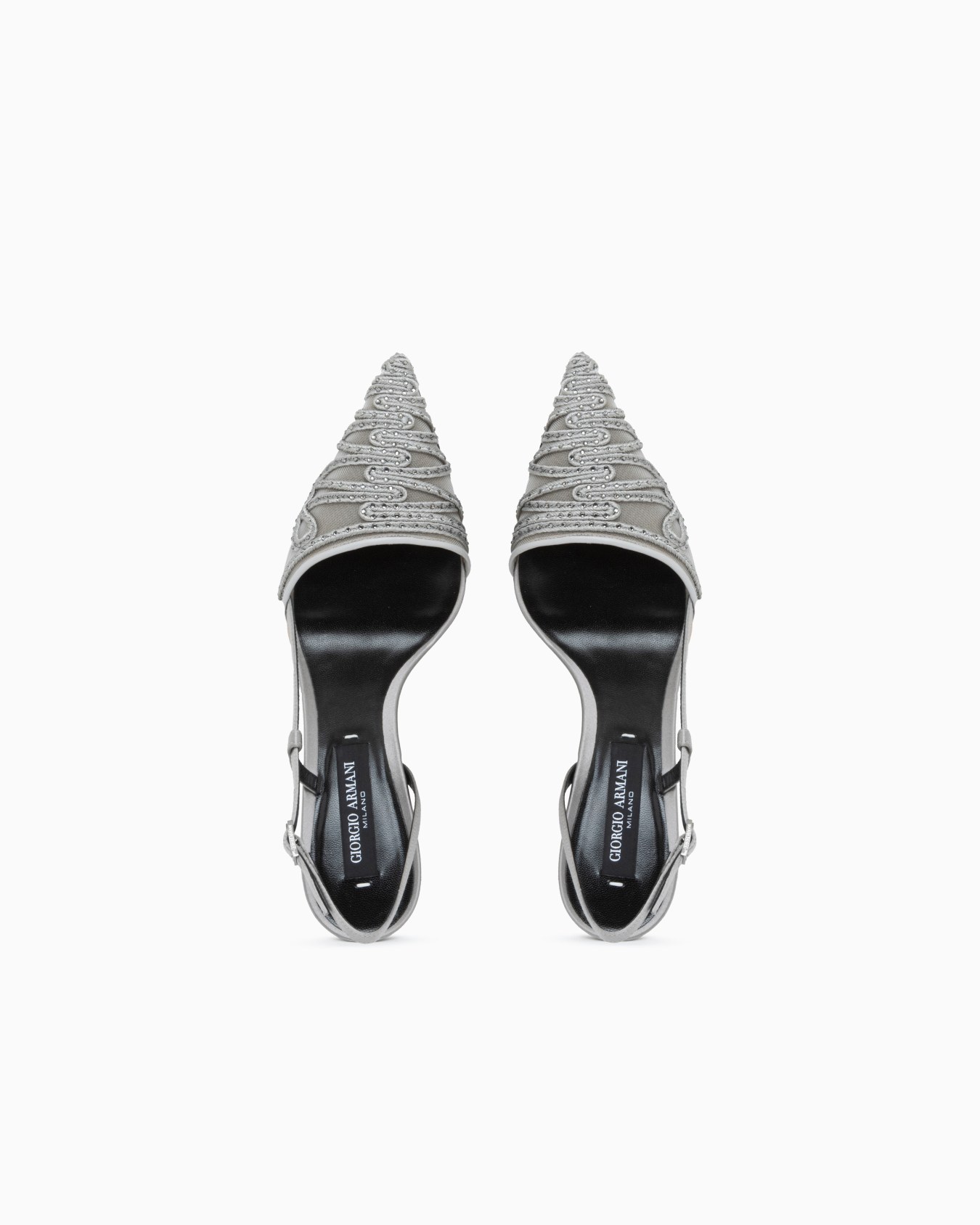 Decollete shoe leather and mesh with satin and rhinestones Slide 2