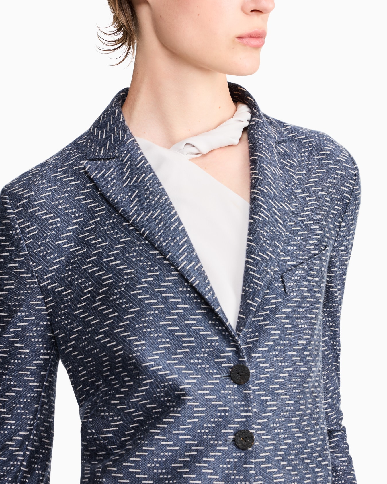 Jacquard-Blazer Jackets Kaschmir Seide mit Fischgrätmuster Folie 6