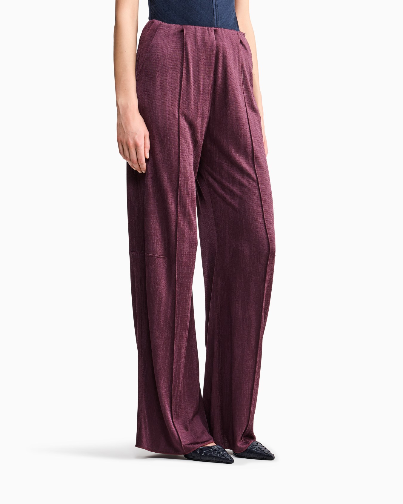Trouser wide-leg in jacquard jersey with elastic waistband Slide 3