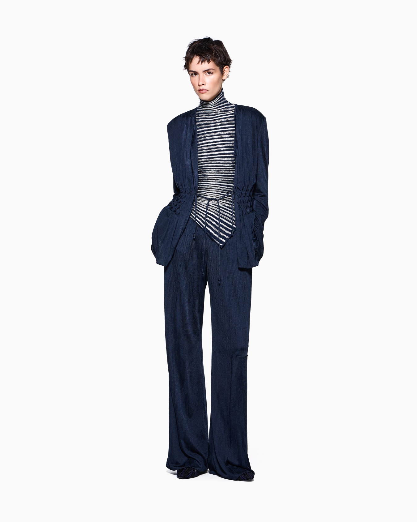 Jacquard-Jerseyhose mit weitem Bein und elastischem Bund Folie 1