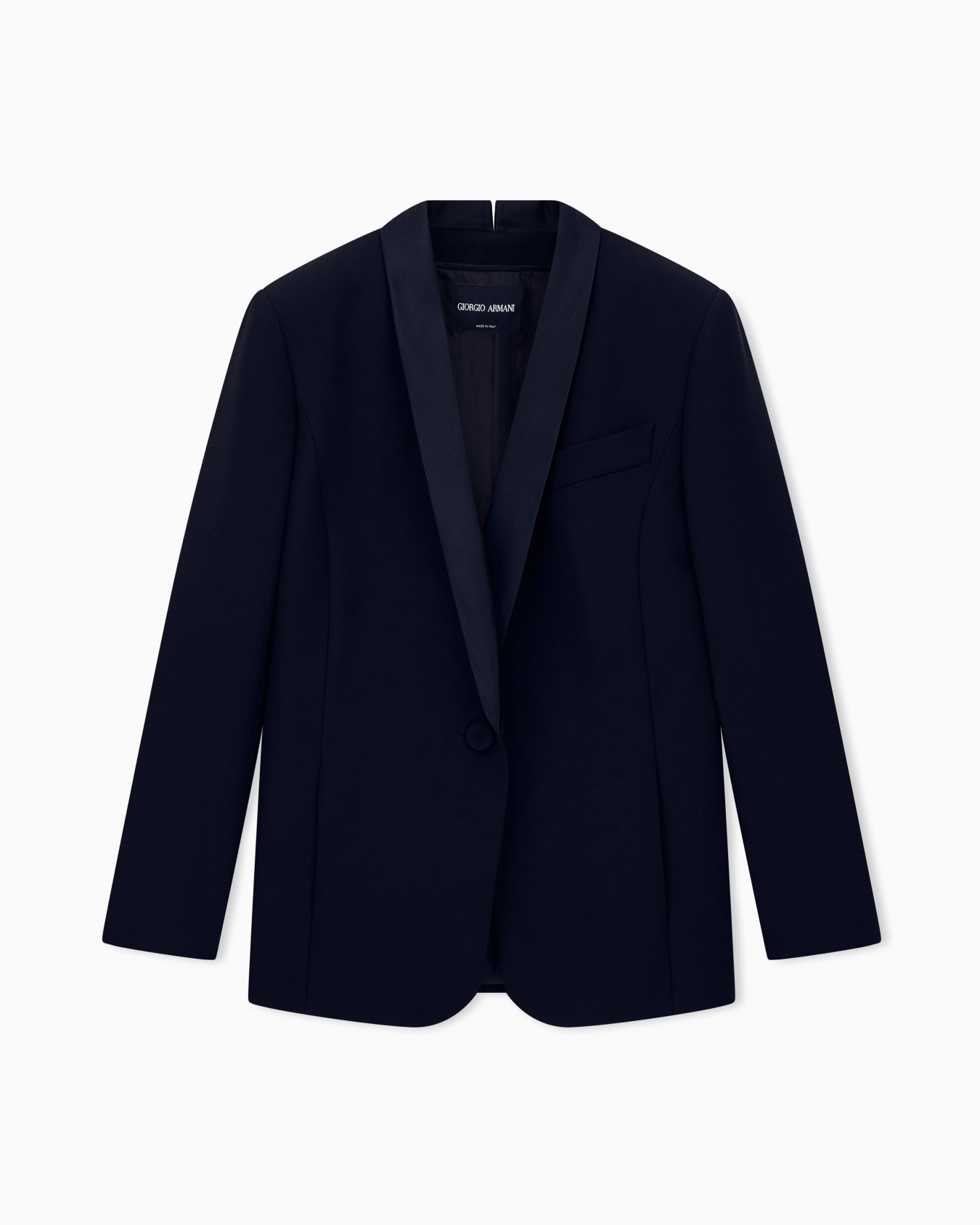 Einreihiger Blazer aus Seidencady mit Satinschalkragen Folie 0