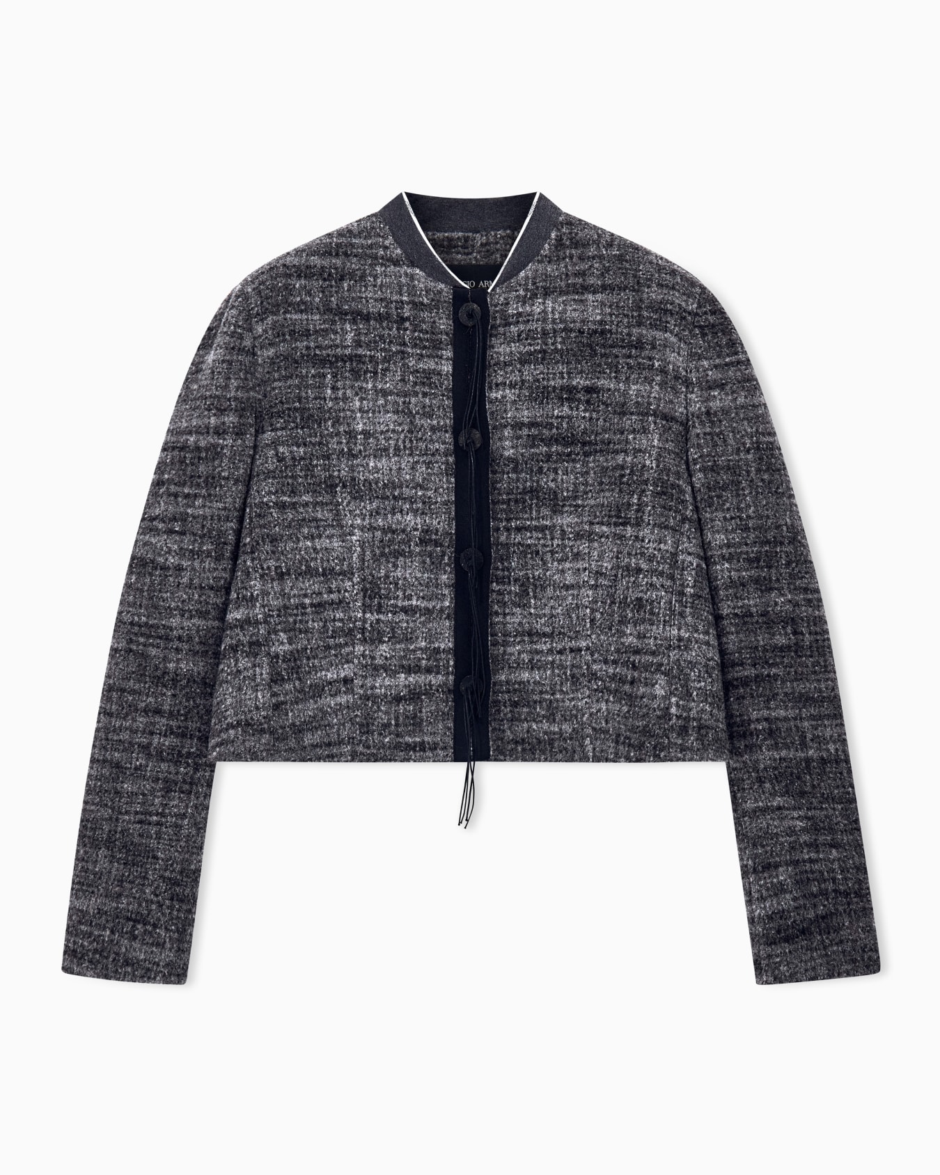 Kurze Wolljacke mit Hornknöpfen und Lederquasten Folie 0