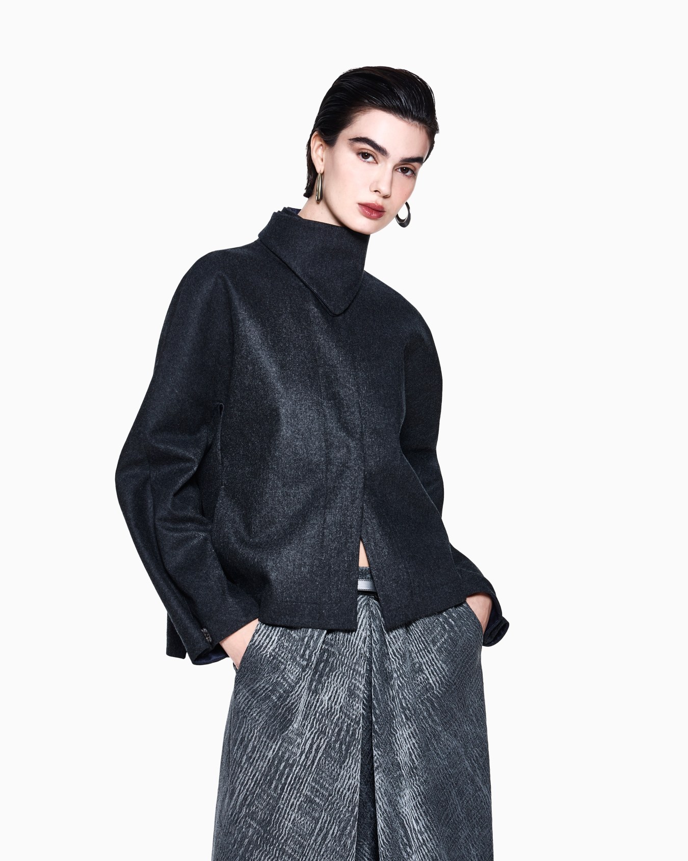 Blazer regular fit wool and cashmere with detachable collar Slide 2